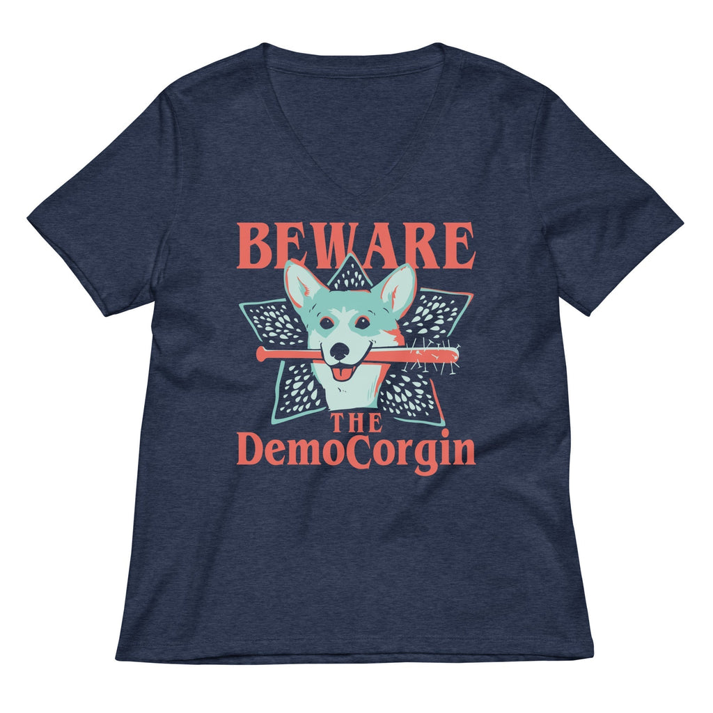 The DemoCorgin Women's V-Neck Tee Hoodie, Sweatshirt | PureTeeCo.com (Image 2)