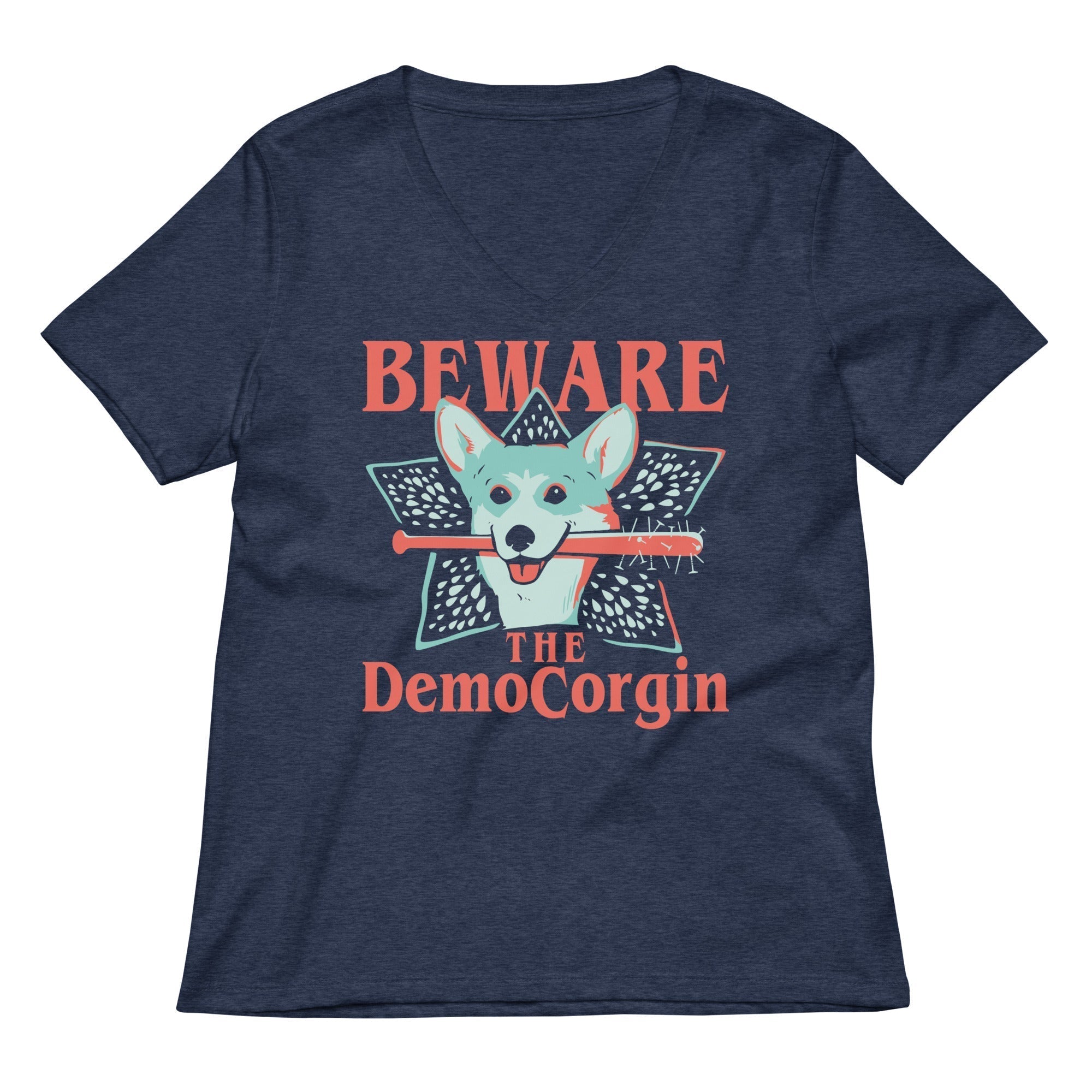 The DemoCorgin Women's V-Neck Tee Hoodie, Sweatshirt | PureTeeCo.com (Image 2)
