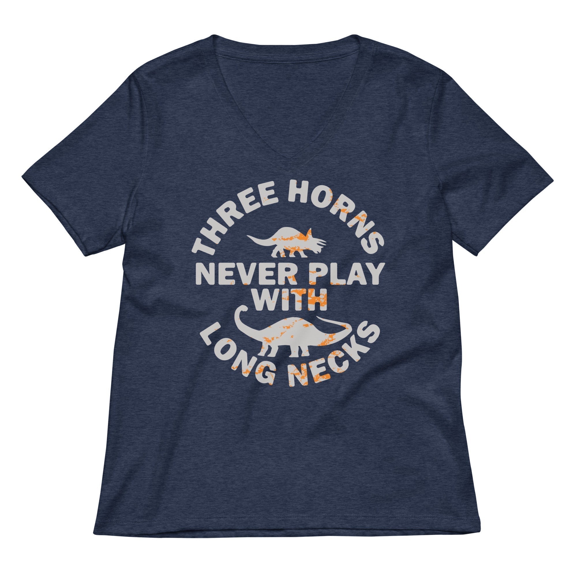 Three Horns Never Play With Long Necks Women's V-Neck Tee Hoodie, Sweatshirt | PureTeeCo.com (Image 2)