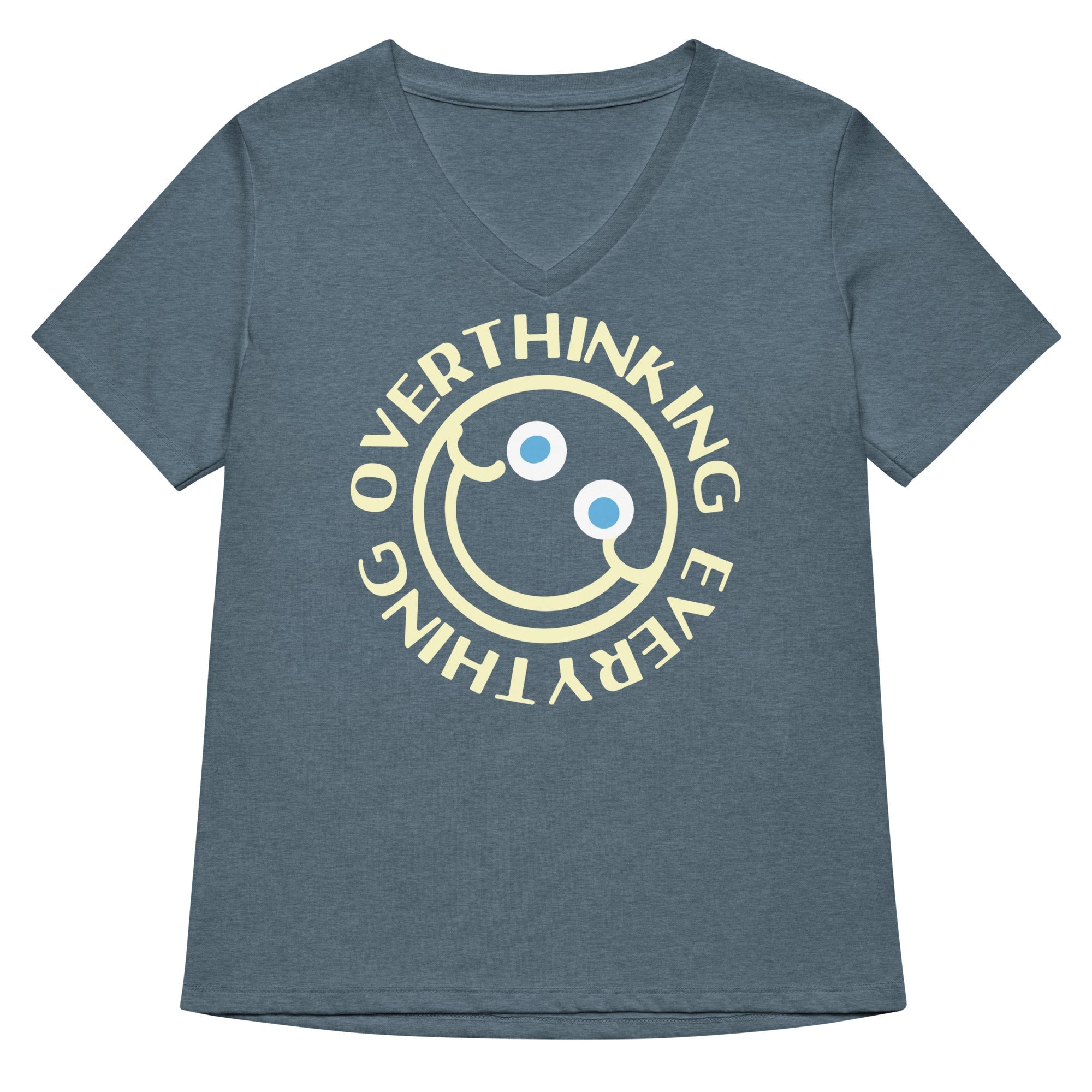 Overthinking Everything Women's V-Neck Tee Hoodie, Sweatshirt | PureTeeCo.com (Image 1)