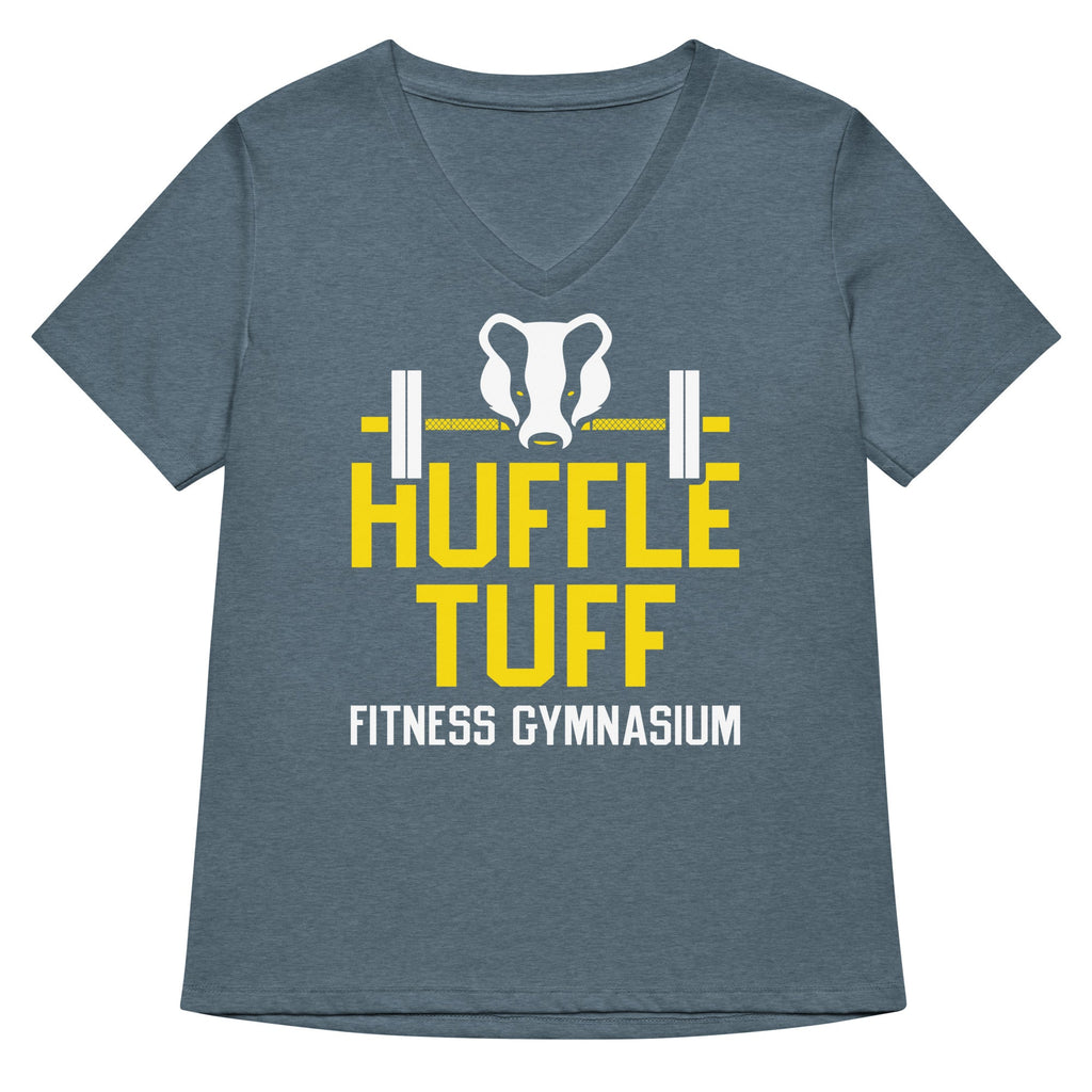 Huffle Tuff Gym Women's V-Neck Tee Hoodie, Sweatshirt | PureTeeCo.com (Image 4)