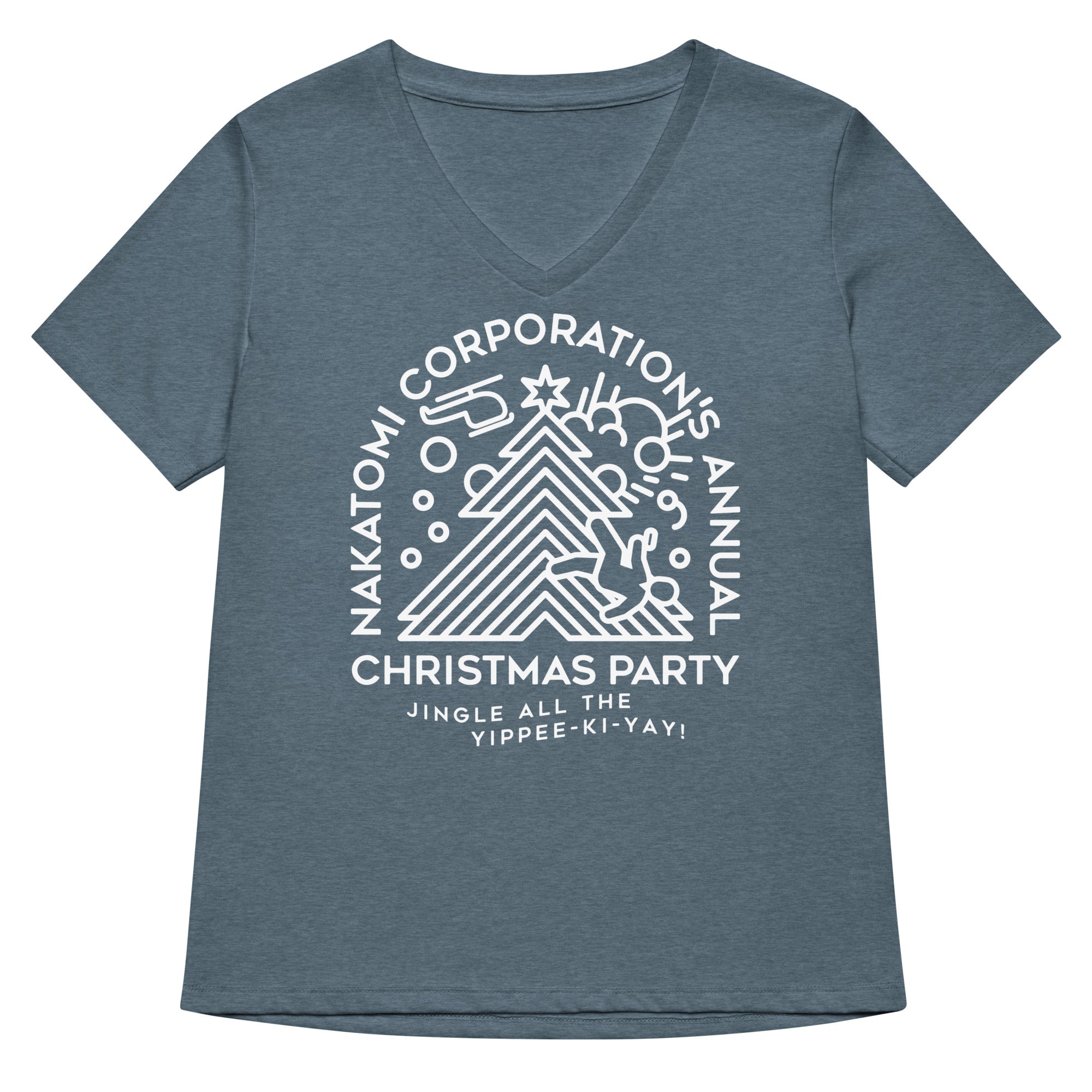 Nakatomi Christmas Party Women's V-Neck Tee Hoodie, Sweatshirt | PureTeeCo.com (Image 1)