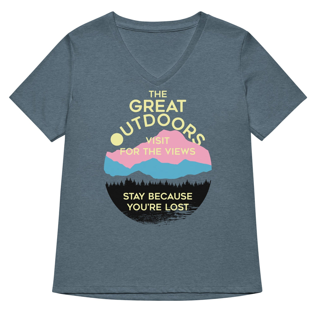 The Great Outdoors Women's V-Neck Tee Hoodie, Sweatshirt | PureTeeCo.com (Image 1)