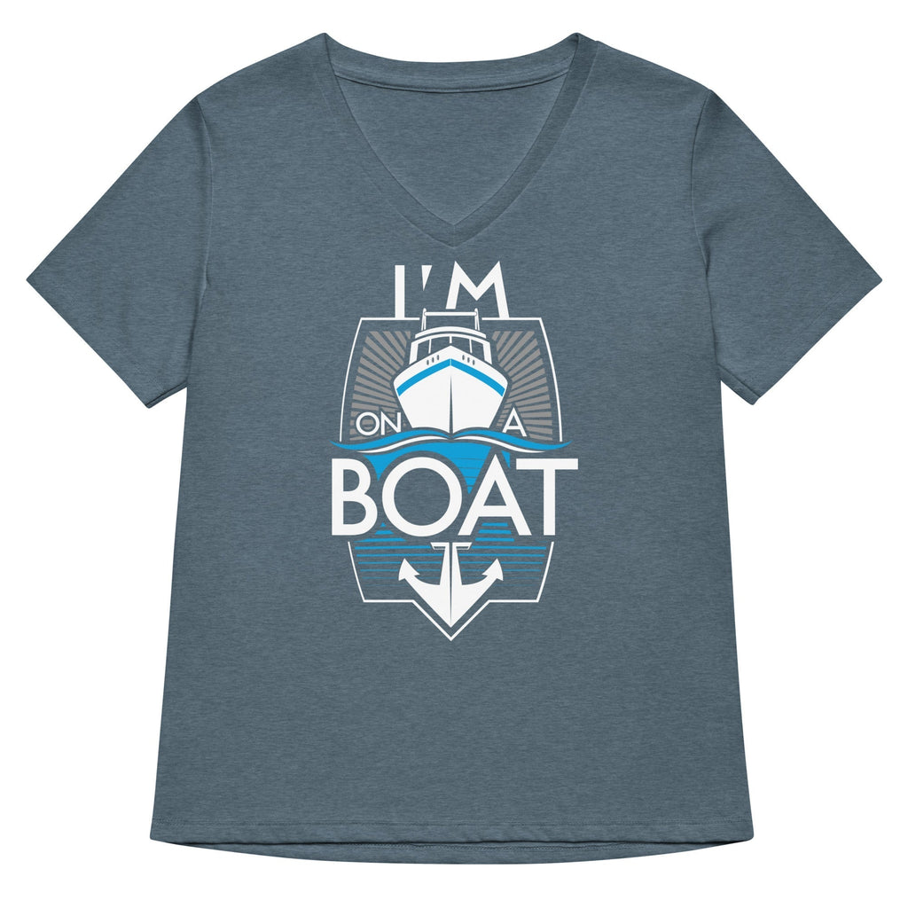 I'm On A Boat Women's V-Neck Tee Hoodie, Sweatshirt | PureTeeCo.com (Image 4)