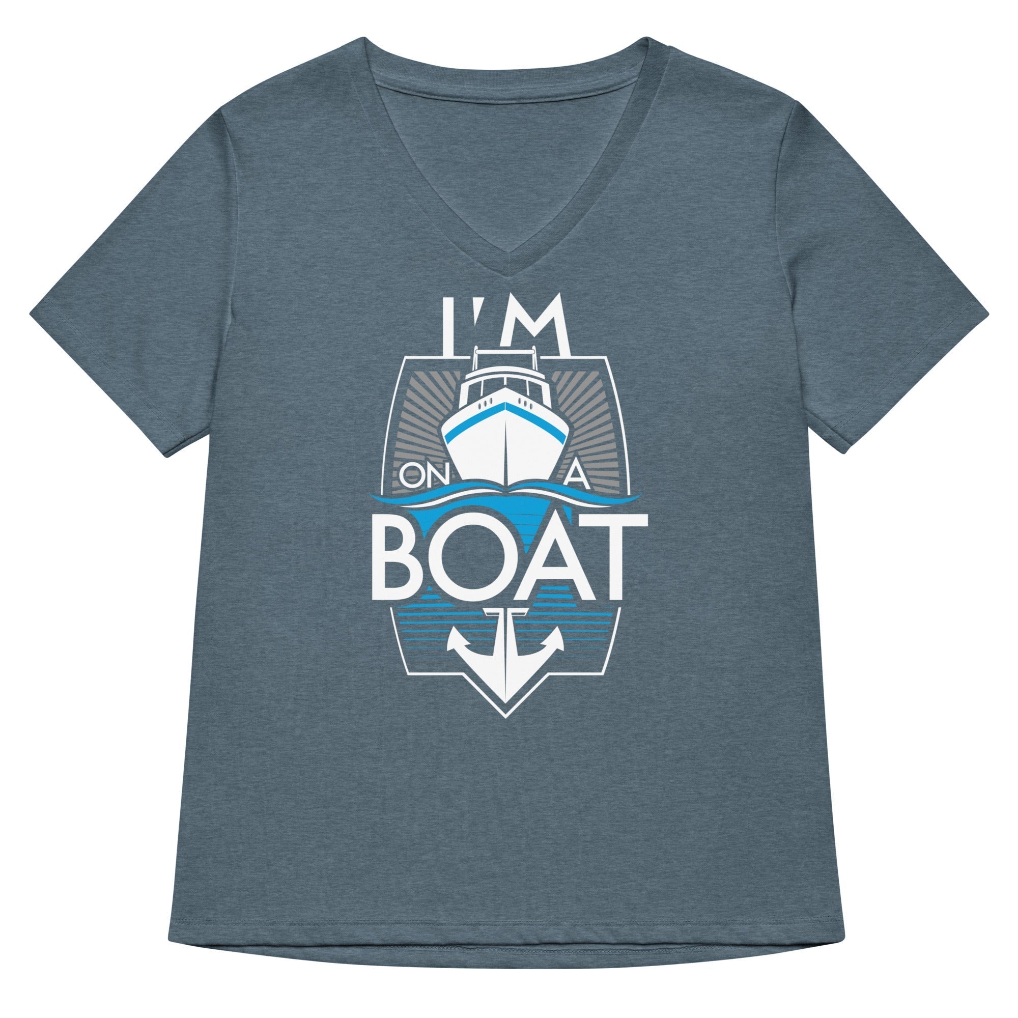 I'm On A Boat Women's V-Neck Tee Hoodie, Sweatshirt | PureTeeCo.com (Image 4)