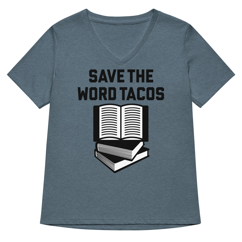Save The Word Tacos Women's V-Neck Tee Hoodie, Sweatshirt | PureTeeCo.com (Image 2)
