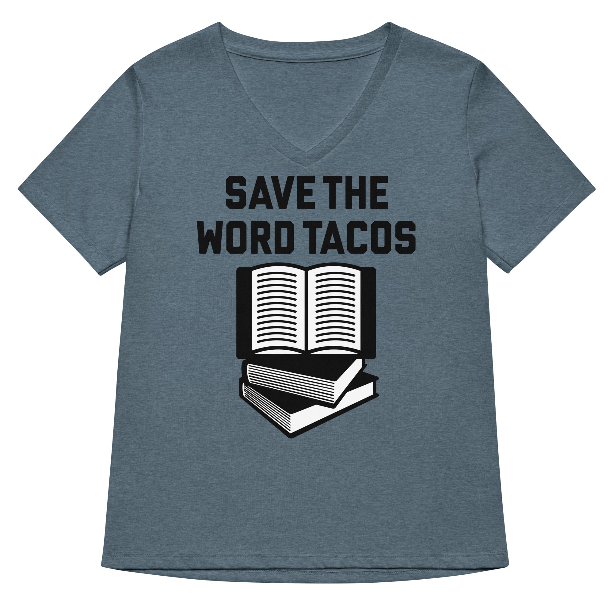 Save The Word Tacos Women's V-Neck Tee Hoodie, Sweatshirt | PureTeeCo.com (Image 2)