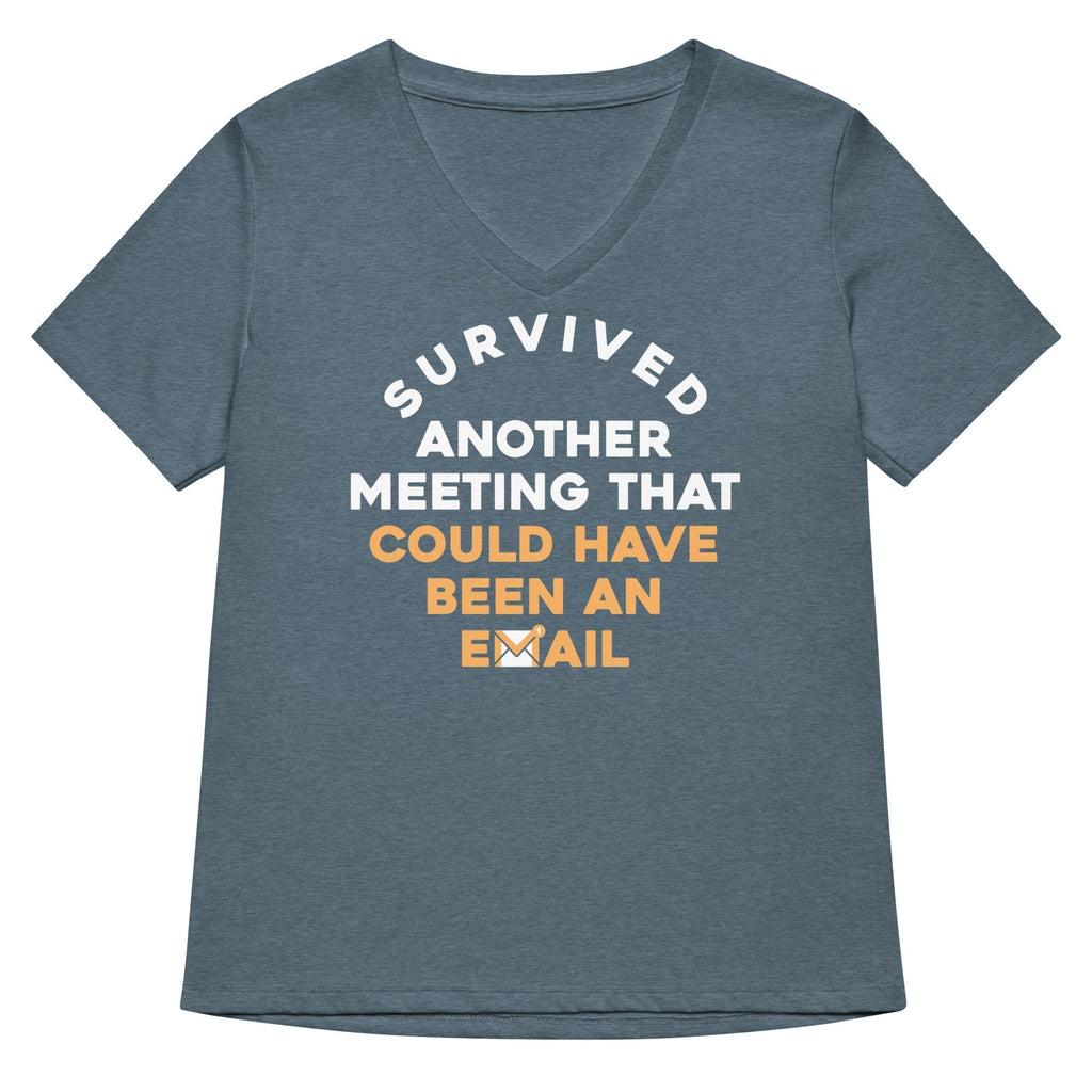 Survived Another Meeting Women's V-Neck Tee Hoodie, Sweatshirt | PureTeeCo.com (Image 4)