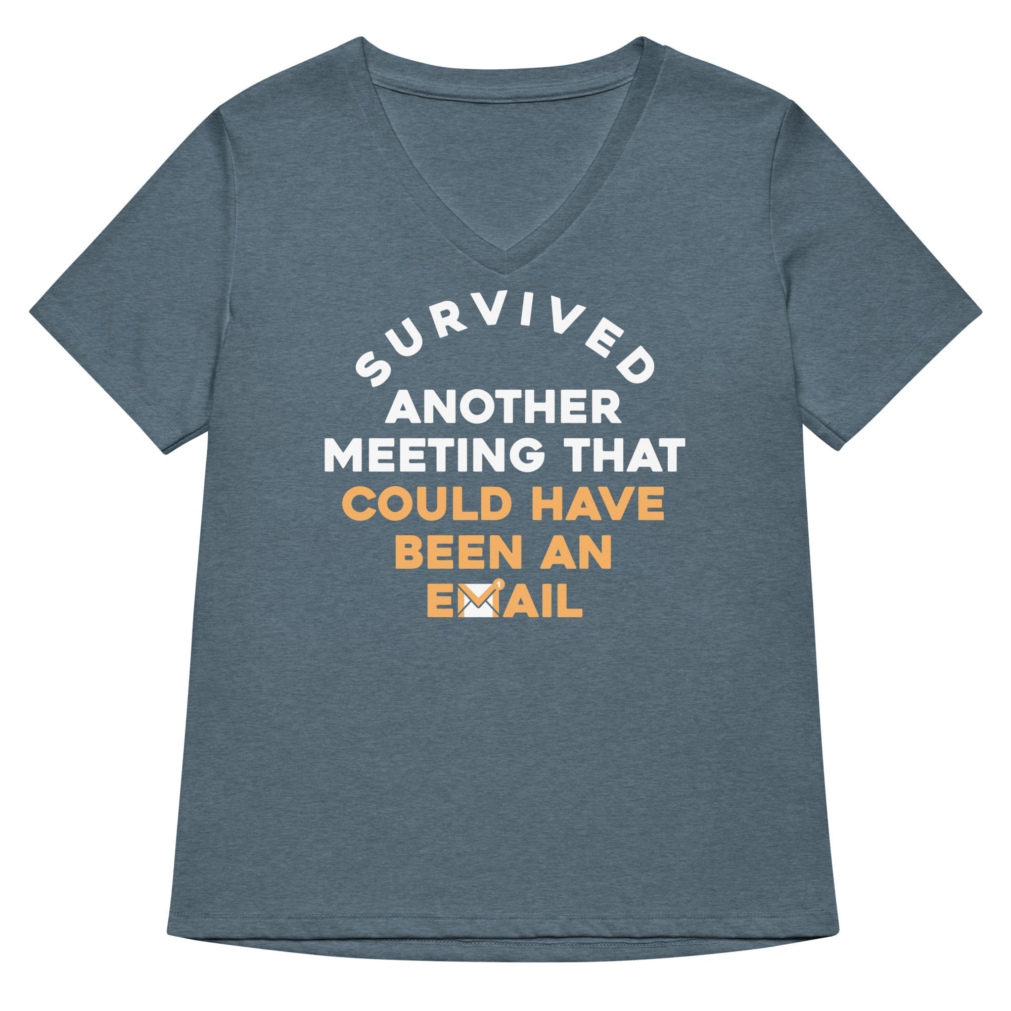 Survived Another Meeting Women's V-Neck Tee Hoodie, Sweatshirt | PureTeeCo.com (Image 4)