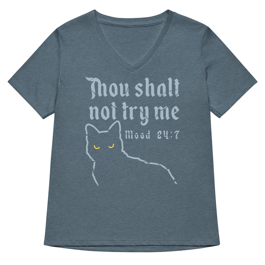 Thou Shalt Not Try Me Women's V-Neck Tee Hoodie, Sweatshirt | PureTeeCo.com (Image 4)