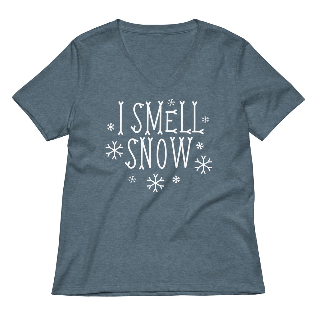 I Smell Snow Women's V-Neck Tee Hoodie, Sweatshirt | PureTeeCo.com (Image 4)