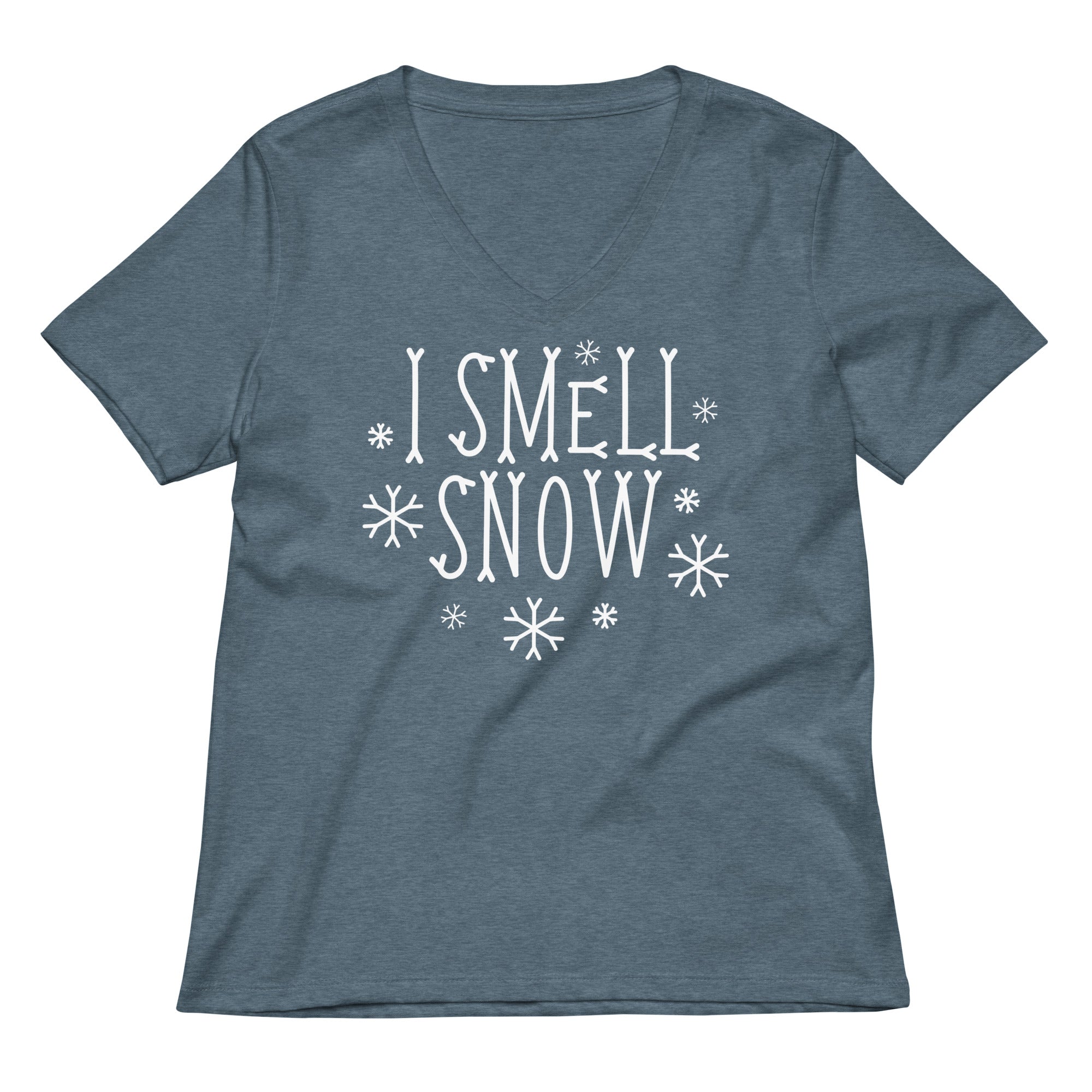 I Smell Snow Women's V-Neck Tee Hoodie, Sweatshirt | PureTeeCo.com (Image 4)