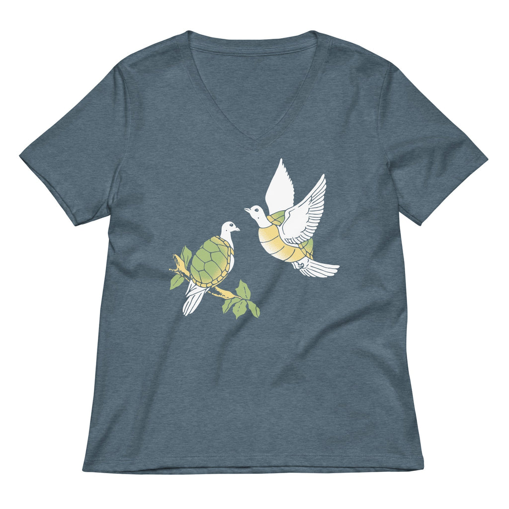 Two Turtle Doves Women's V-Neck Tee Hoodie, Sweatshirt | PureTeeCo.com (Image 4)
