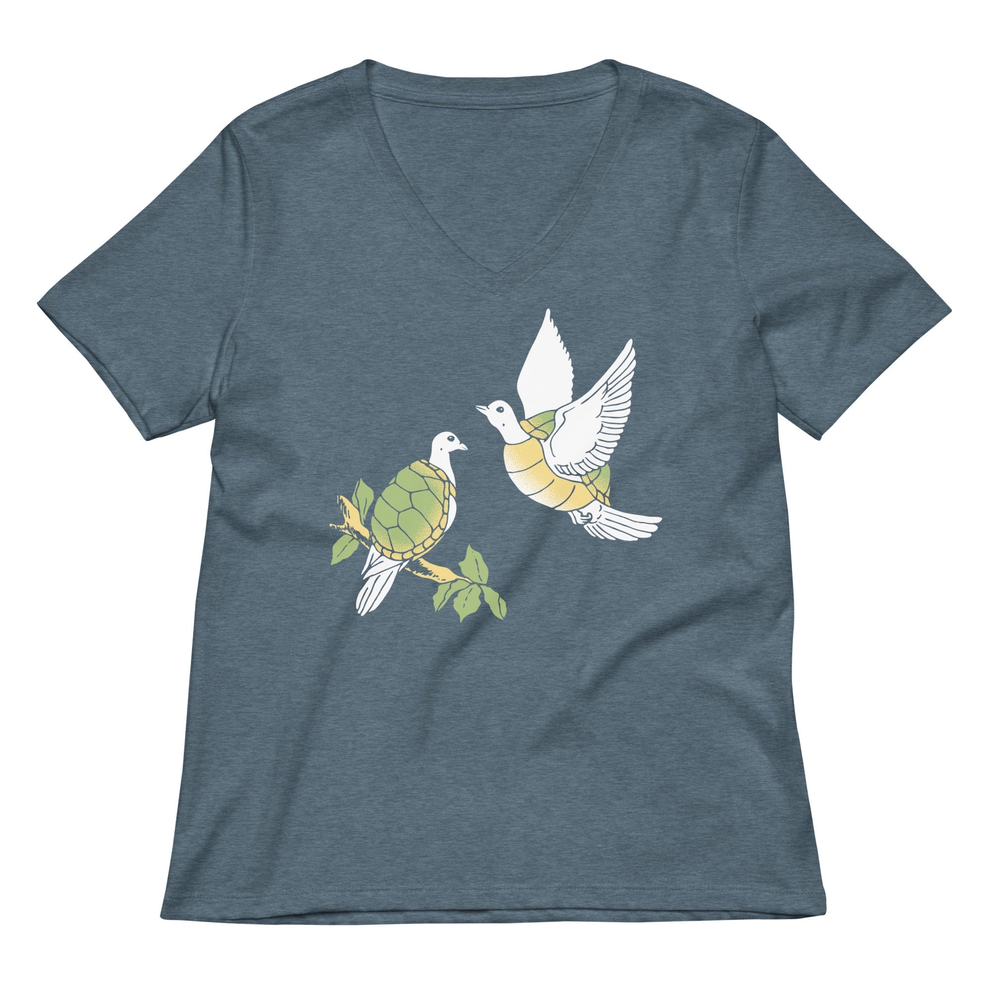 Two Turtle Doves Women's V-Neck Tee Hoodie, Sweatshirt | PureTeeCo.com (Image 4)