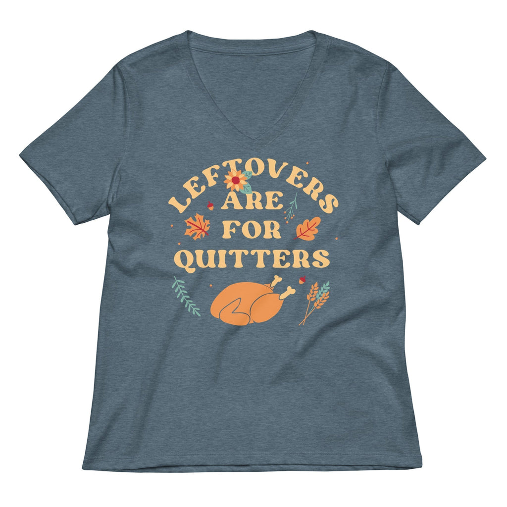 Leftovers Are For Quitters Women's V-Neck Tee Hoodie, Sweatshirt | PureTeeCo.com (Image 5)