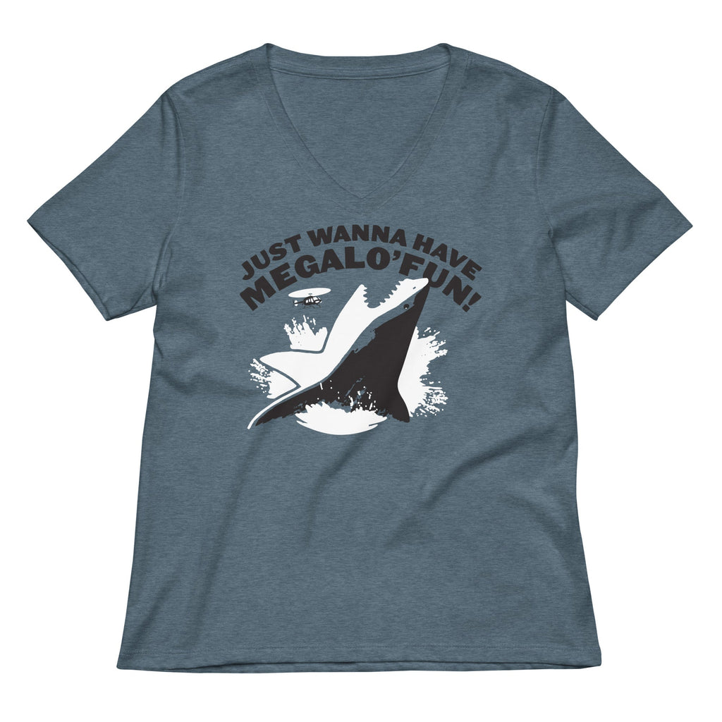 Just Wanna Have Megalo' Fun! Women's V-Neck Tee Hoodie, Sweatshirt | PureTeeCo.com (Image 2)