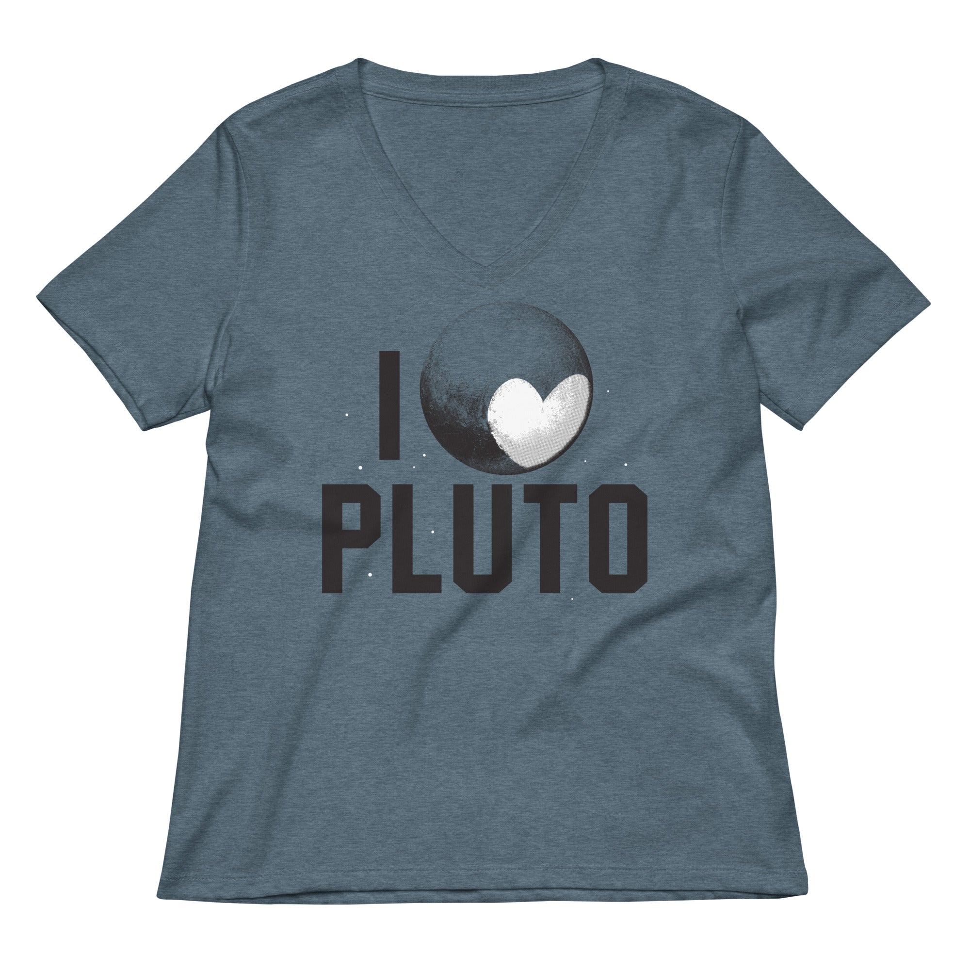 I Heart Pluto Women's V-Neck Tee Hoodie, Sweatshirt | PureTeeCo.com (Image 1)