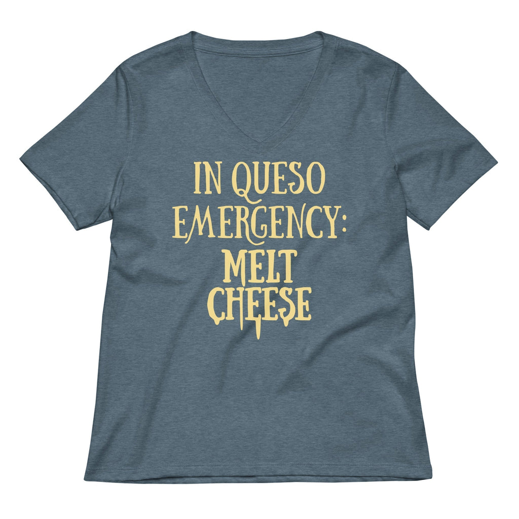 In Queso Emergency: Melt Cheese Women's V-Neck Tee Hoodie, Sweatshirt | PureTeeCo.com (Image 4)
