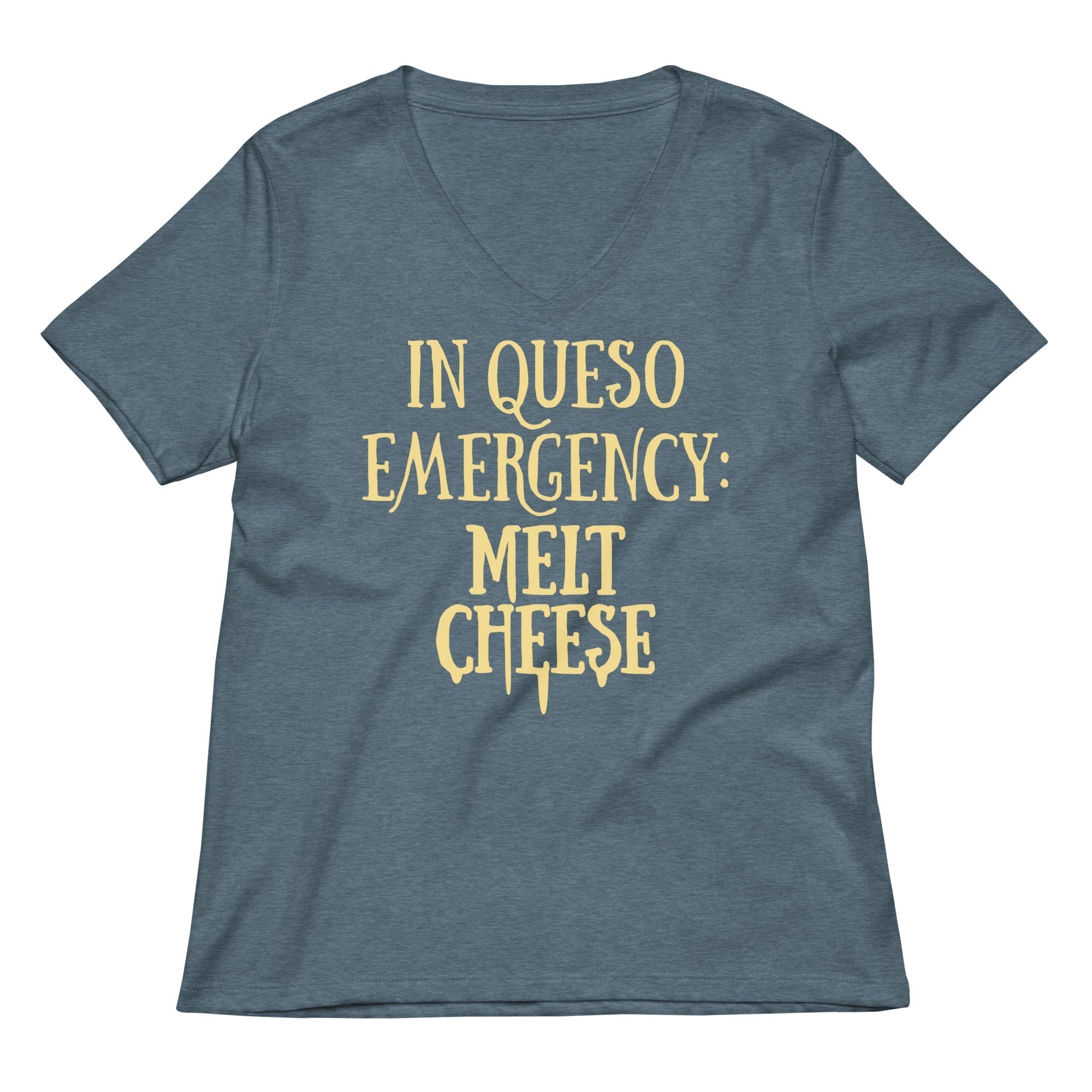 In Queso Emergency: Melt Cheese Women's V-Neck Tee Hoodie, Sweatshirt | PureTeeCo.com (Image 4)