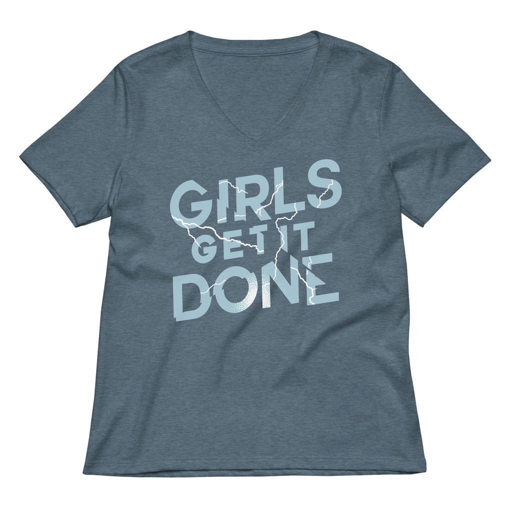 Girls Get It Done Women's V-Neck Tee Hoodie, Sweatshirt | PureTeeCo.com (Image 4)