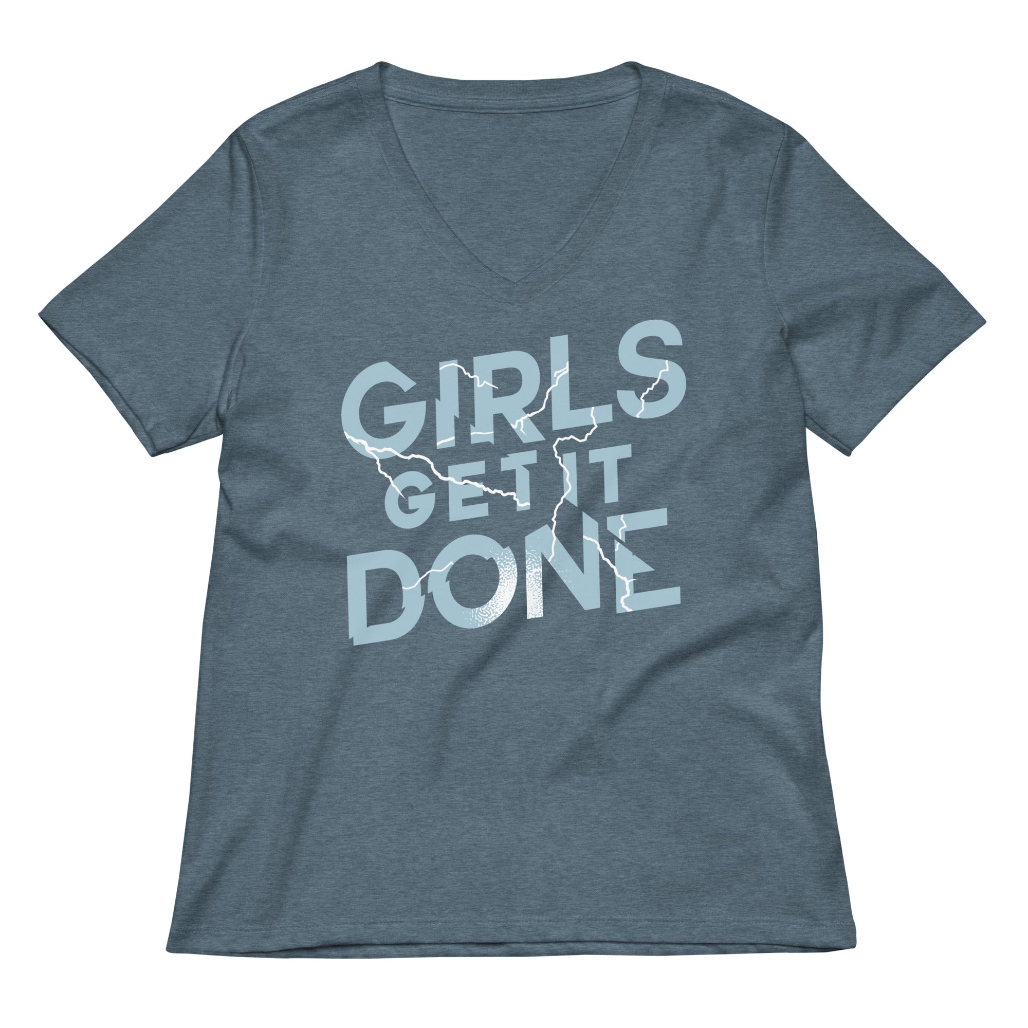 Girls Get It Done Women's V-Neck Tee Hoodie, Sweatshirt | PureTeeCo.com (Image 4)