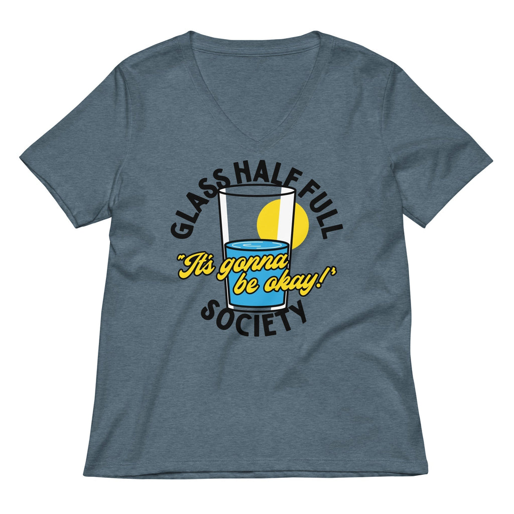 Glass Half Full Society Women's V-Neck Tee Hoodie, Sweatshirt | PureTeeCo.com (Image 1)