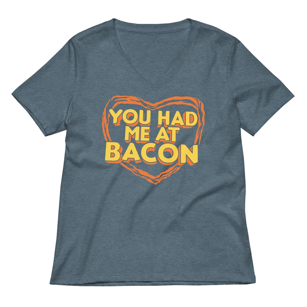 You Had Me At Bacon Women's V-Neck Tee Hoodie, Sweatshirt | PureTeeCo.com (Image 4)