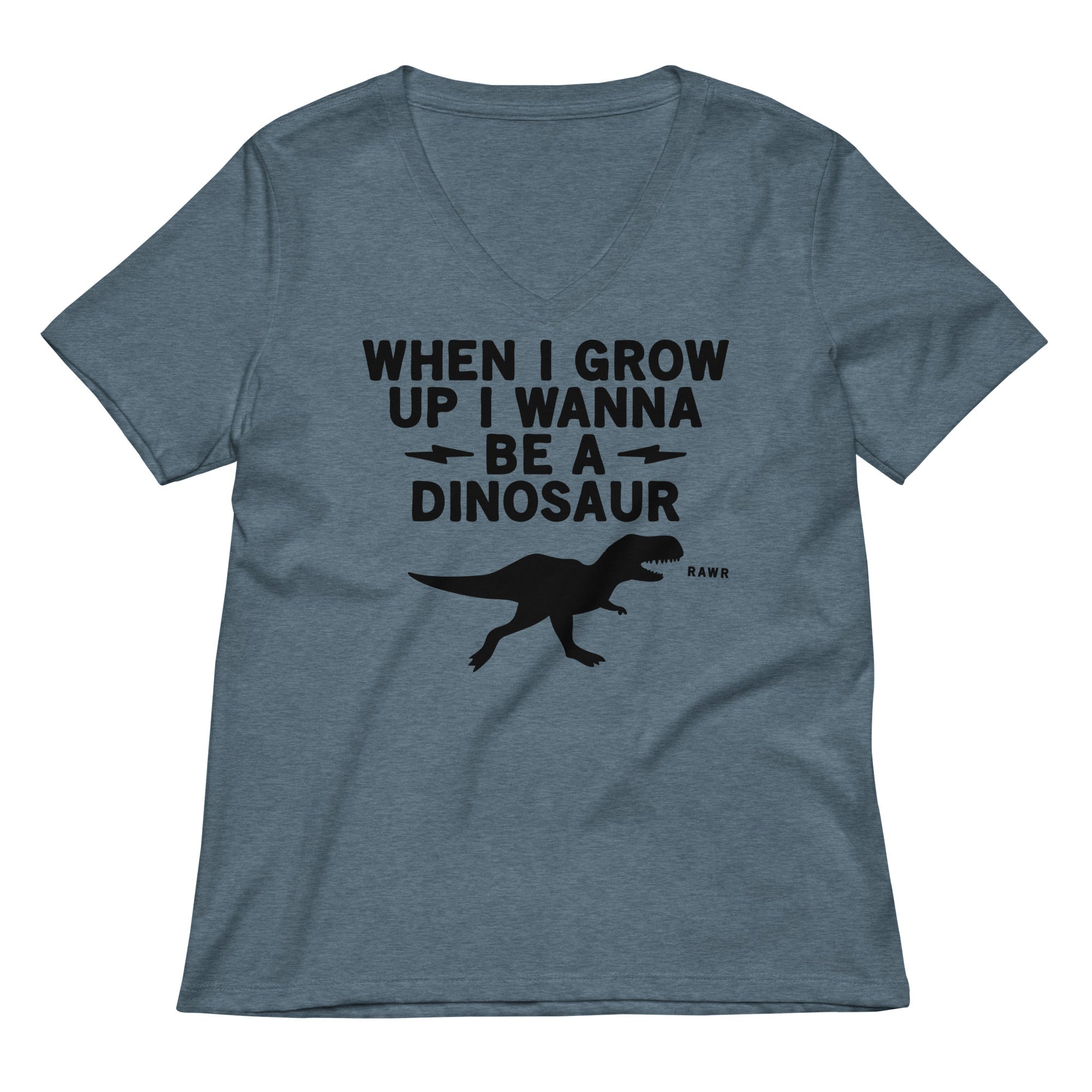 When I Grow Up I Wanna Be A Dinosaur Women's V-Neck Tee Hoodie, Sweatshirt | PureTeeCo.com (Image 1)