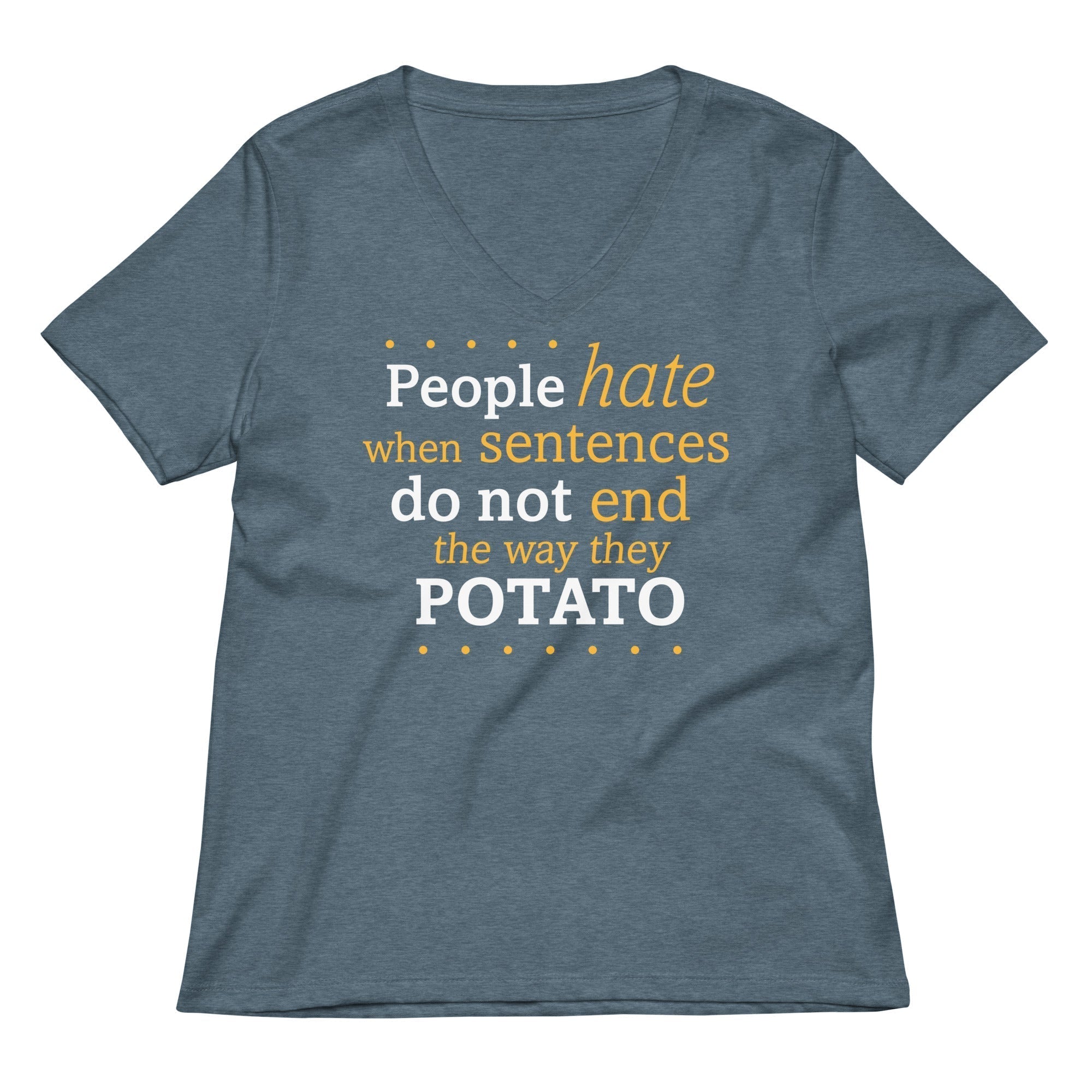 Sentences That End In Potato Women's V-Neck Tee Hoodie, Sweatshirt | PureTeeCo.com (Image 4)