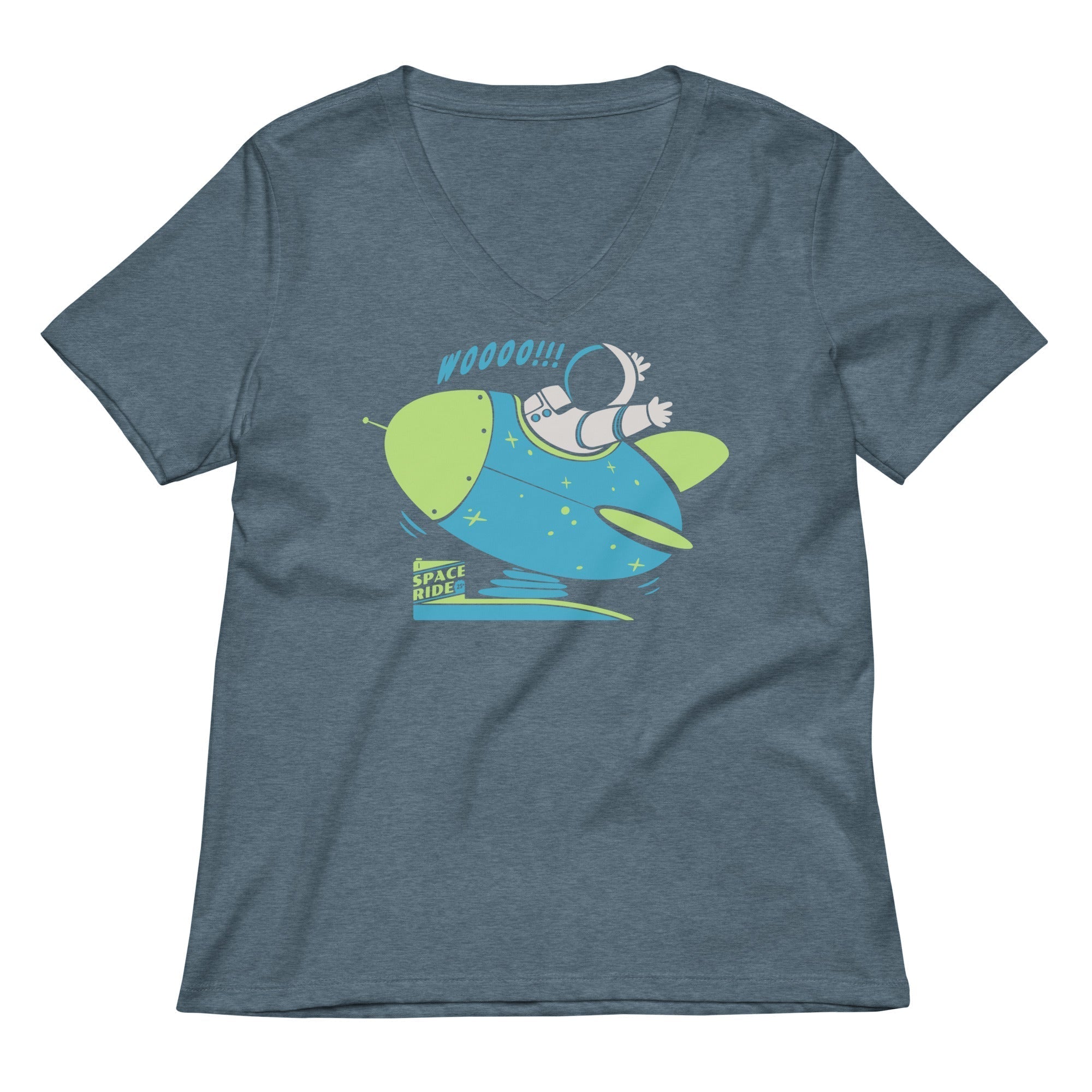 Space Ride Women's V-Neck Tee Hoodie, Sweatshirt | PureTeeCo.com (Image 4)
