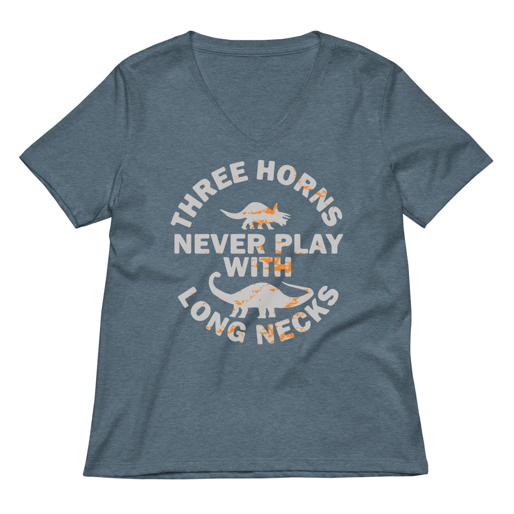 Three Horns Never Play With Long Necks Women's V-Neck Tee Hoodie, Sweatshirt | PureTeeCo.com (Image 4)