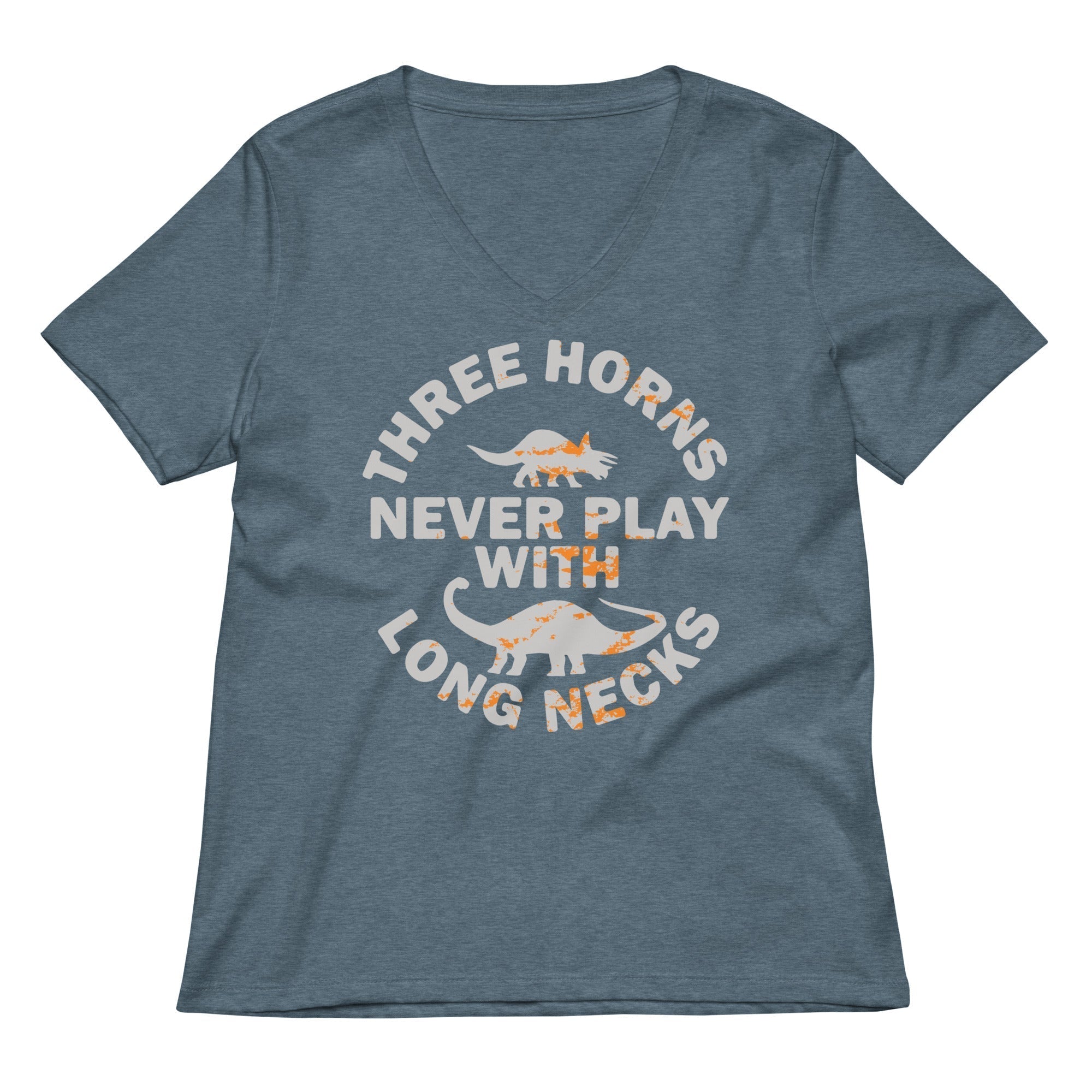 Three Horns Never Play With Long Necks Women's V-Neck Tee Hoodie, Sweatshirt | PureTeeCo.com (Image 4)