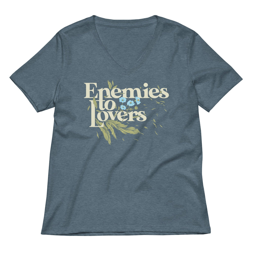 Enemies To Lovers Women's V-Neck Tee Hoodie, Sweatshirt | PureTeeCo.com (Image 4)