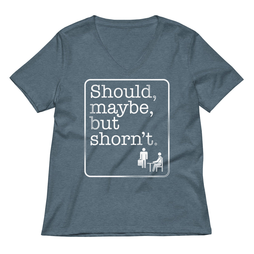Should, Maybe, But Shorn't Women's V-Neck Tee Hoodie, Sweatshirt | PureTeeCo.com (Image 3)