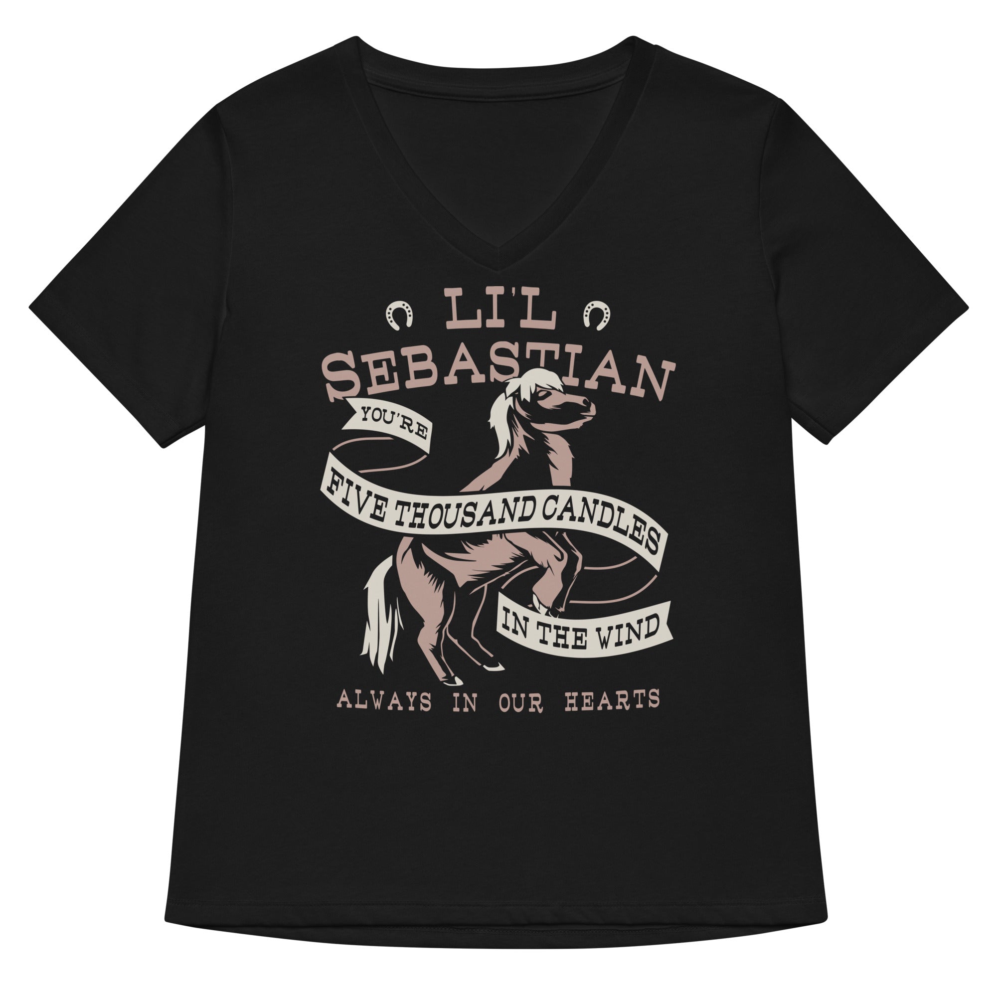 Li'l Sebastian Women's V-Neck Tee Hoodie, Sweatshirt | PureTeeCo.com (Image 1)