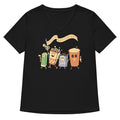 Let's All Go Watch Scary Movies Women's V-Neck Tee Hoodie, Sweatshirt | PureTeeCo.com (Image 1)