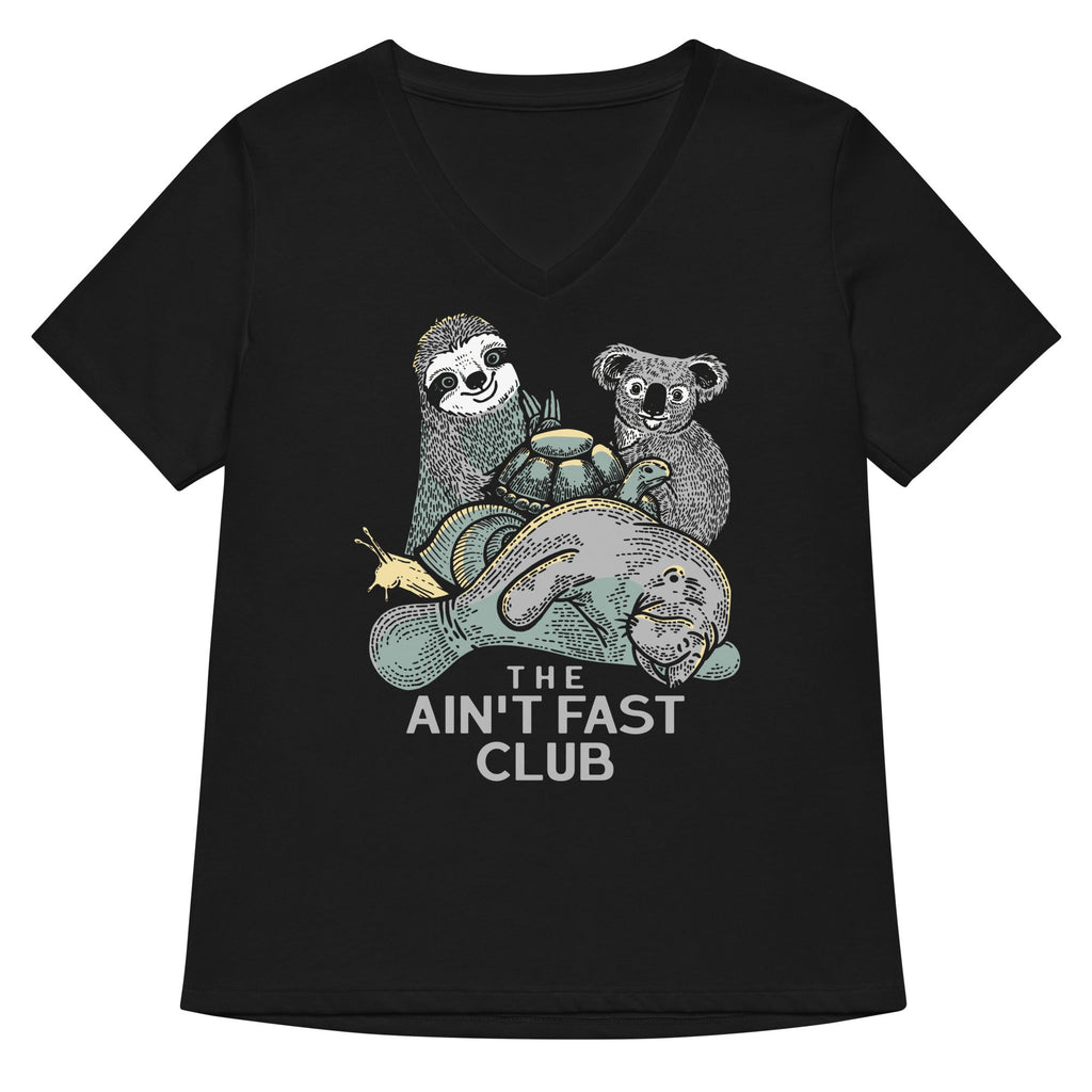 The Ain't Fast Club Women's V-Neck Tee Hoodie, Sweatshirt | PureTeeCo.com (Image 1)