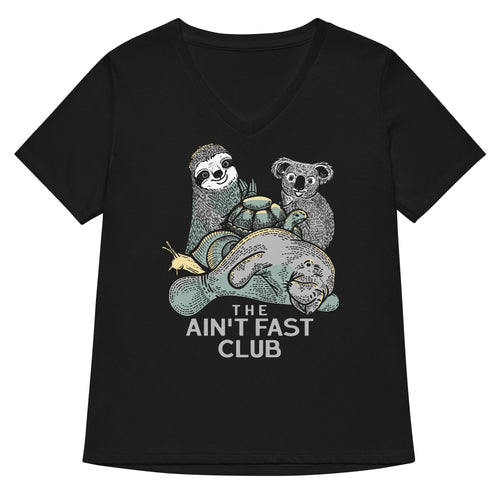 The Ain't Fast Club Women's V-Neck Tee Hoodie, Sweatshirt | PureTeeCo.com (Image 1)