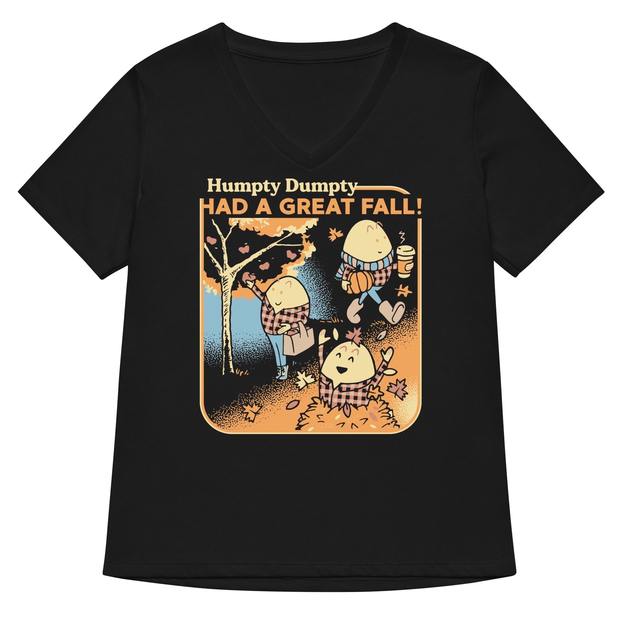 Humpty Dumpty Had A Great Fall Women's V-Neck Tee Hoodie, Sweatshirt | PureTeeCo.com (Image 3)