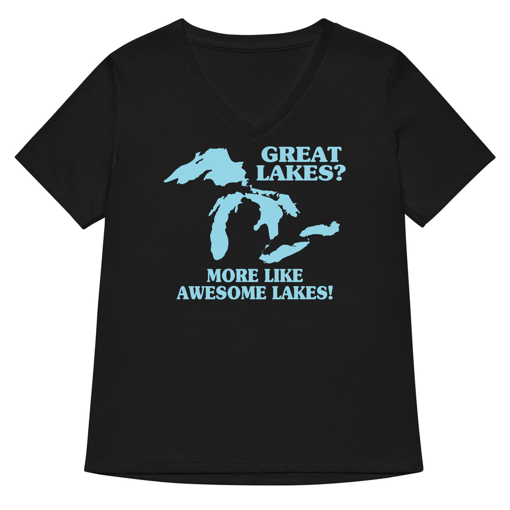 Great Lakes? Women's V-Neck Tee Hoodie, Sweatshirt | PureTeeCo.com (Image 1)