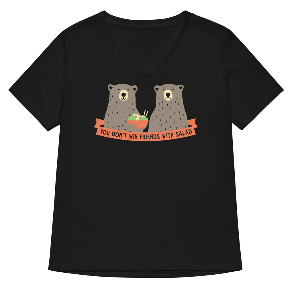 You Don't Win Friends With Salad Women's V-Neck Tee Hoodie, Sweatshirt | PureTeeCo.com (Image 1)