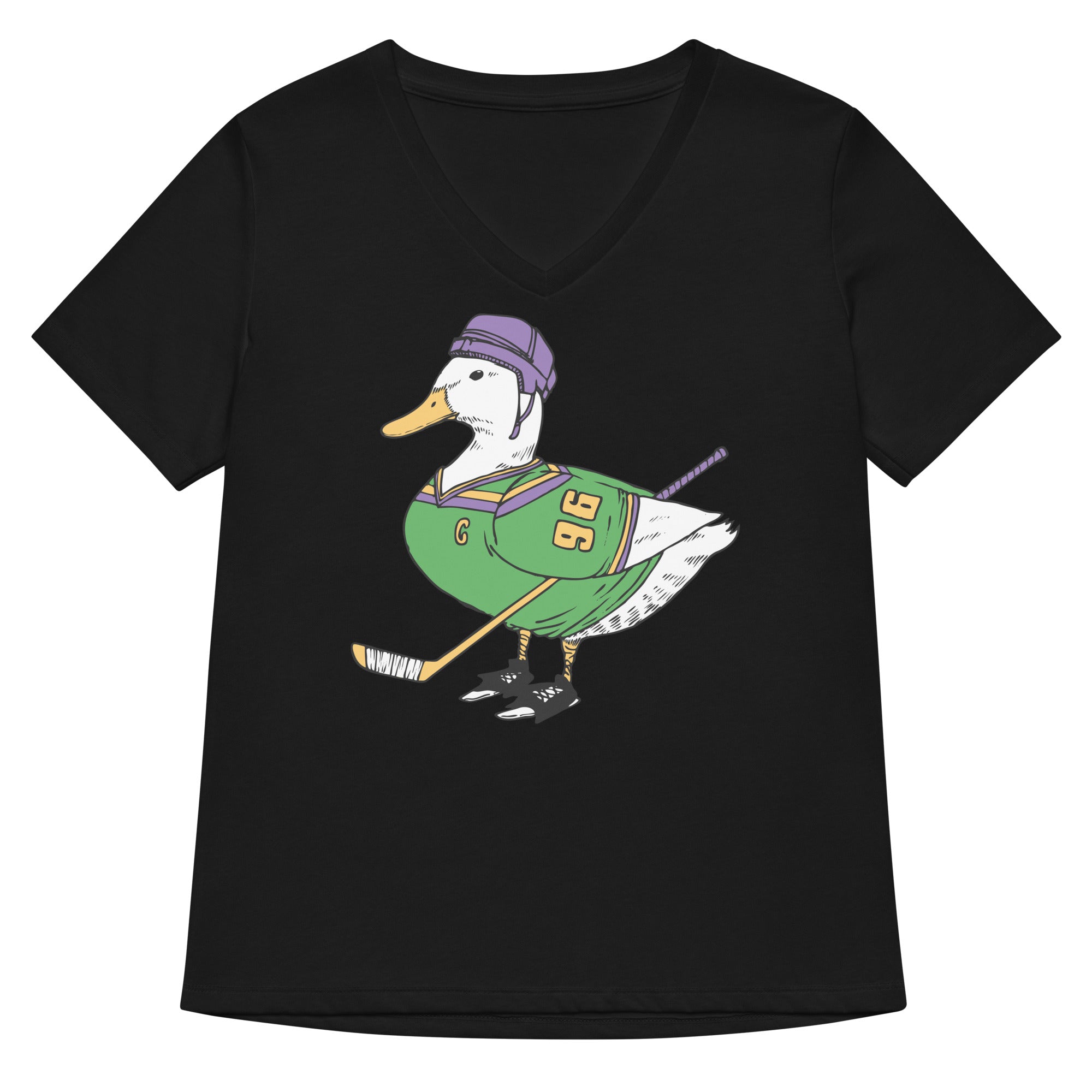 Mighty Duck Women's V-Neck Tee Hoodie, Sweatshirt | PureTeeCo.com (Image 2)