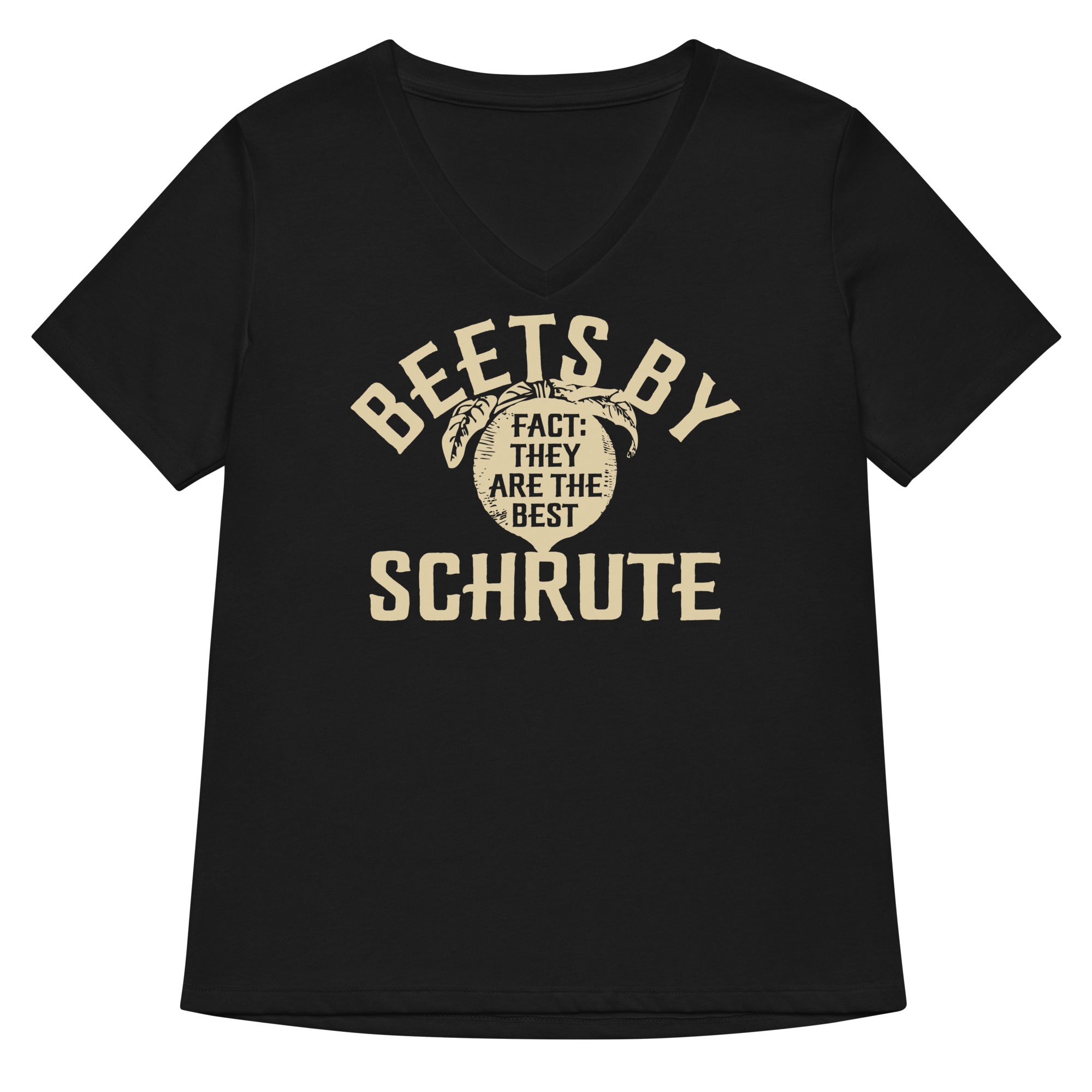 Beets By Schrute Women's V-Neck Tee Hoodie, Sweatshirt | PureTeeCo.com (Image 1)