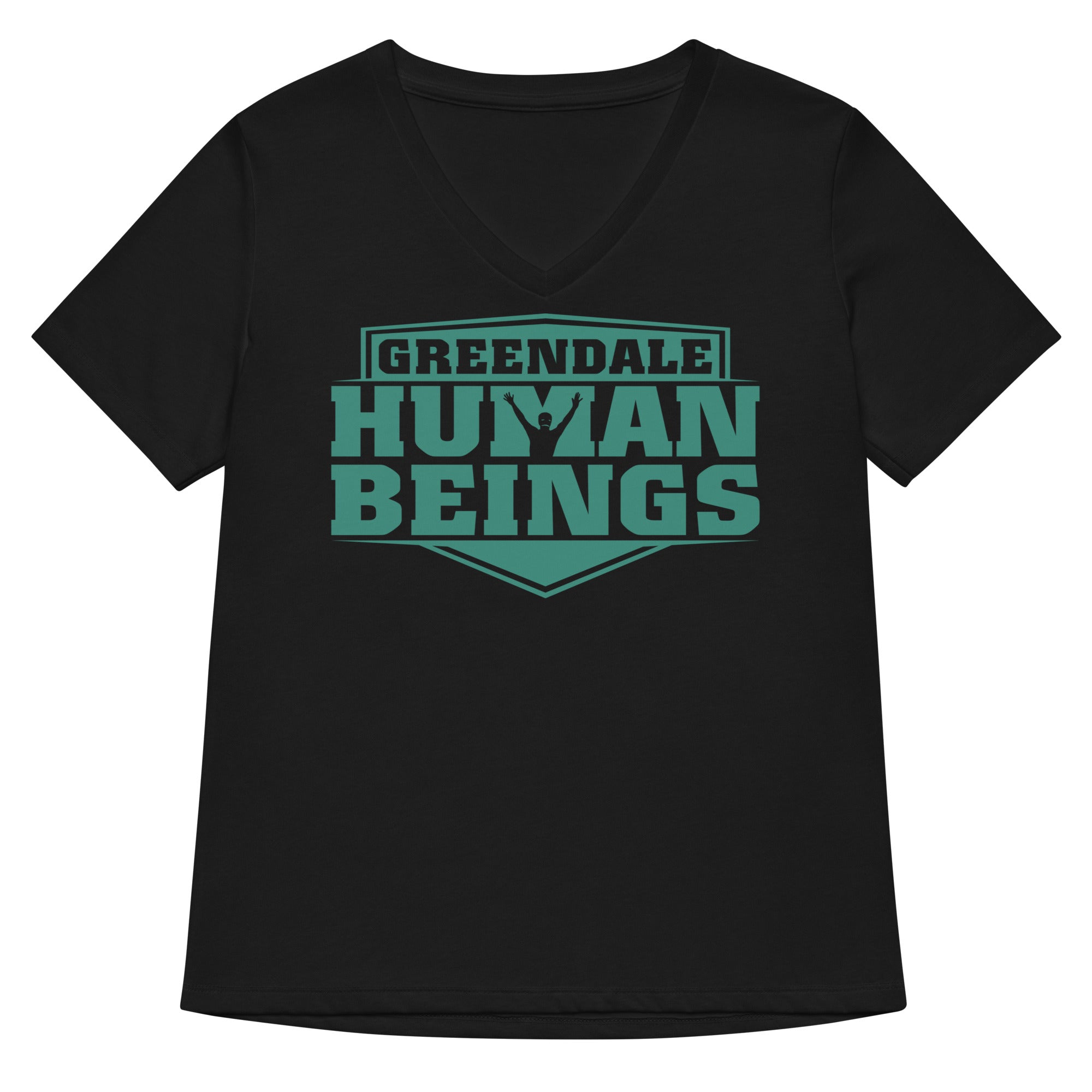 Greendale Human Beings Women's V-Neck Tee Hoodie, Sweatshirt | PureTeeCo.com (Image 1)