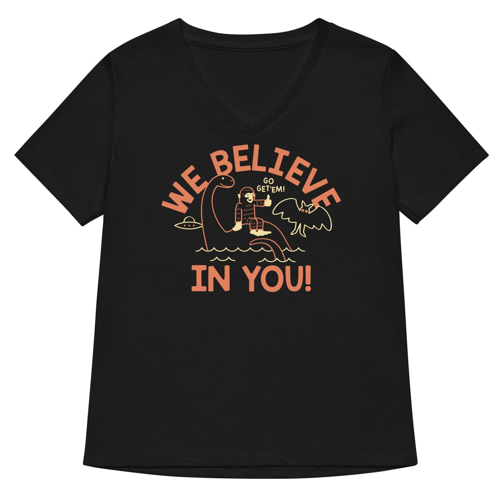 We Believe In You Women's V-Neck Tee Hoodie, Sweatshirt | PureTeeCo.com (Image 1)