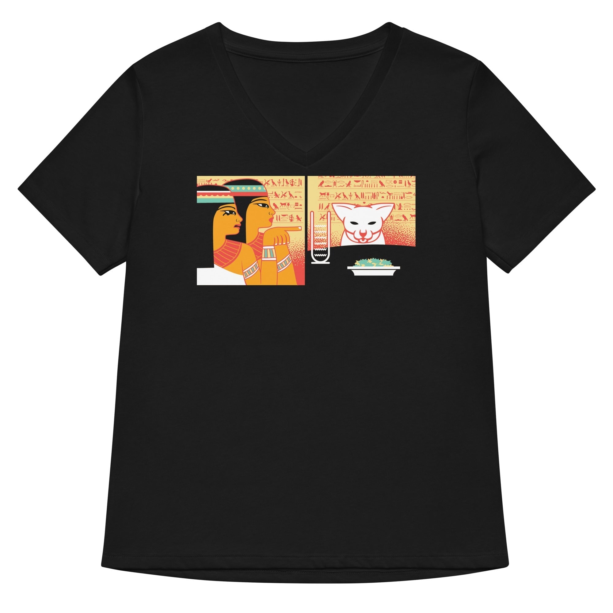 Egyptian Cat Women's V-Neck Tee Hoodie, Sweatshirt | PureTeeCo.com (Image 1)