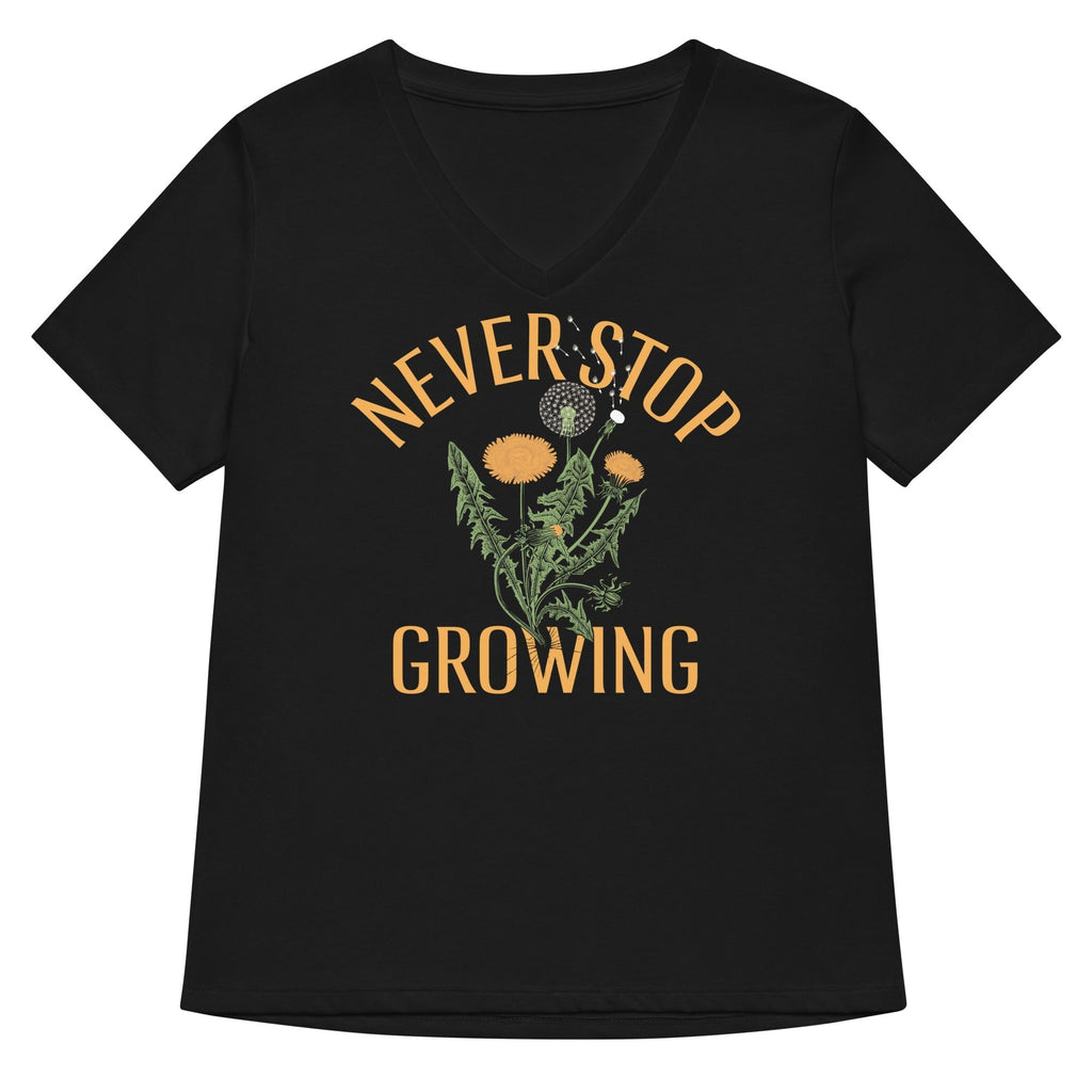 Never Stop Growing Women's V-Neck Tee Hoodie, Sweatshirt | PureTeeCo.com (Image 4)