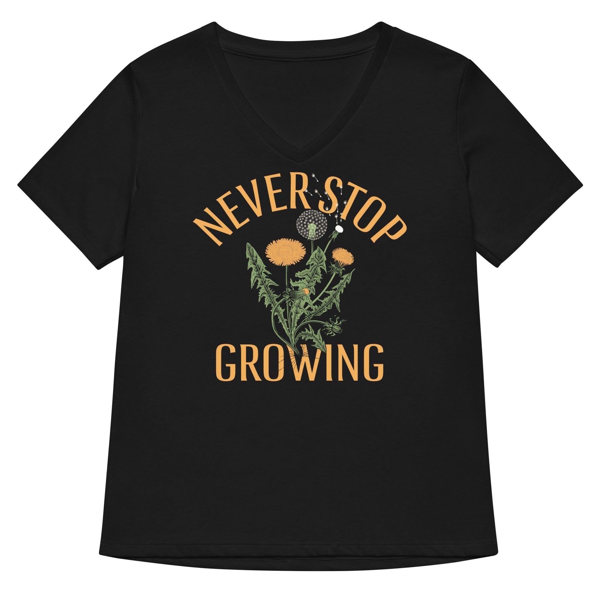 Never Stop Growing Women's V-Neck Tee Hoodie, Sweatshirt | PureTeeCo.com (Image 4)