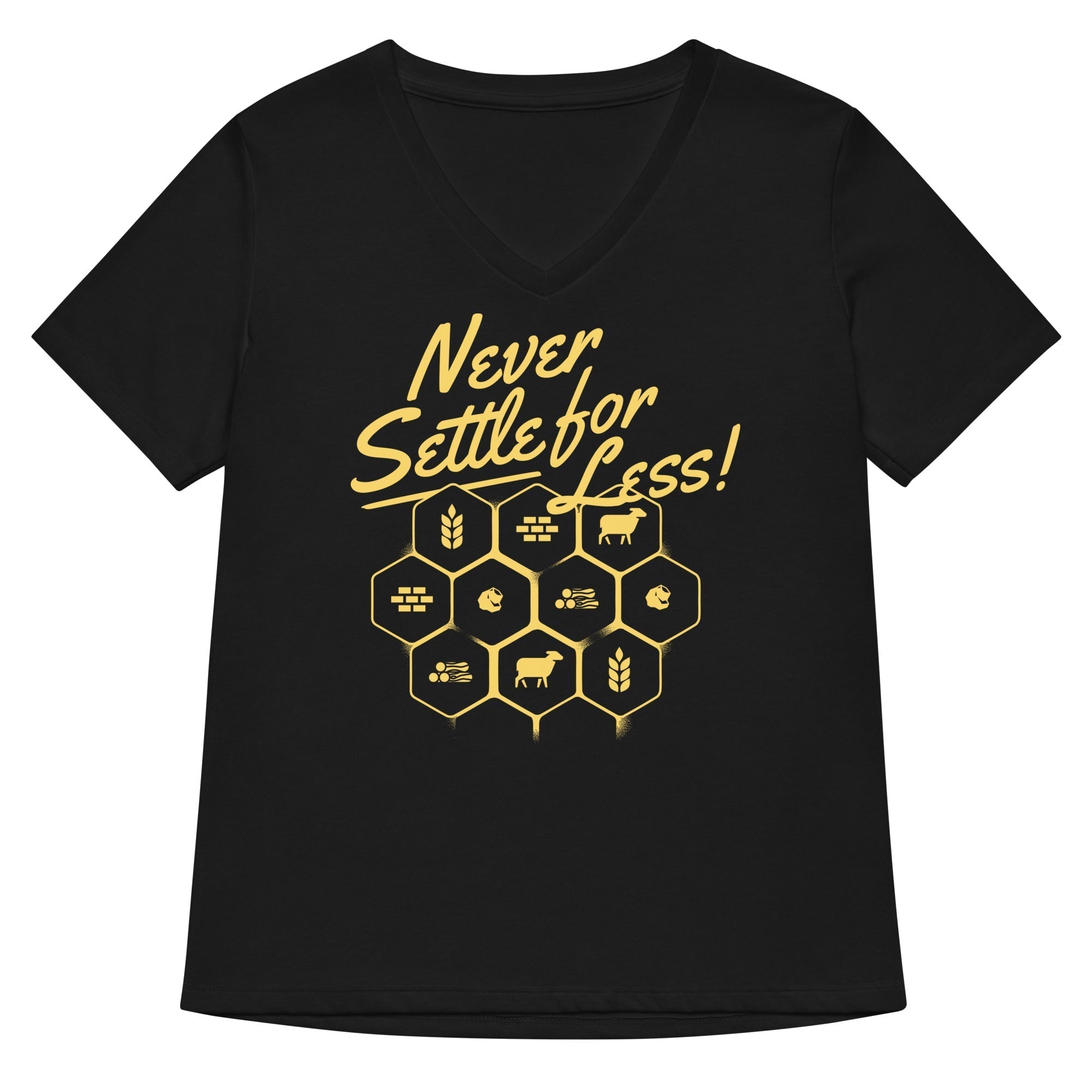 Never Settle For Less Women's V-Neck Tee Hoodie, Sweatshirt | PureTeeCo.com (Image 1)