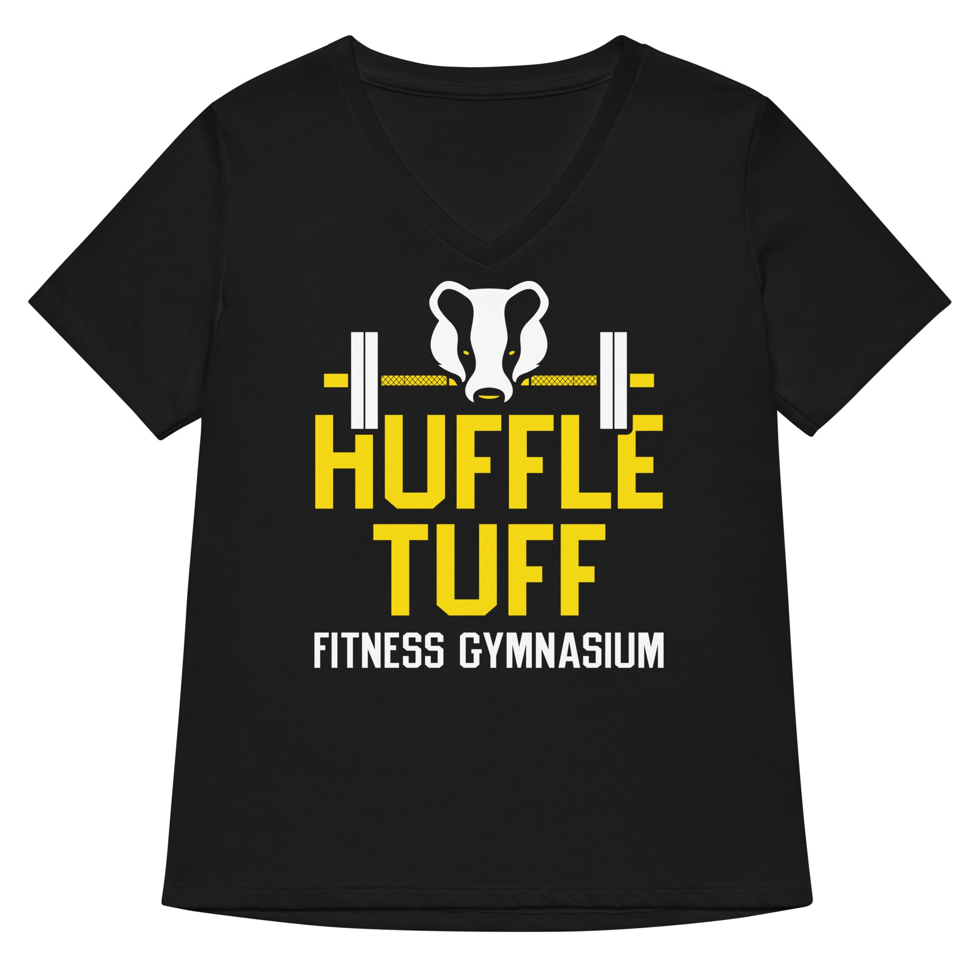 Huffle Tuff Gym Women's V-Neck Tee Hoodie, Sweatshirt | PureTeeCo.com (Image 1)